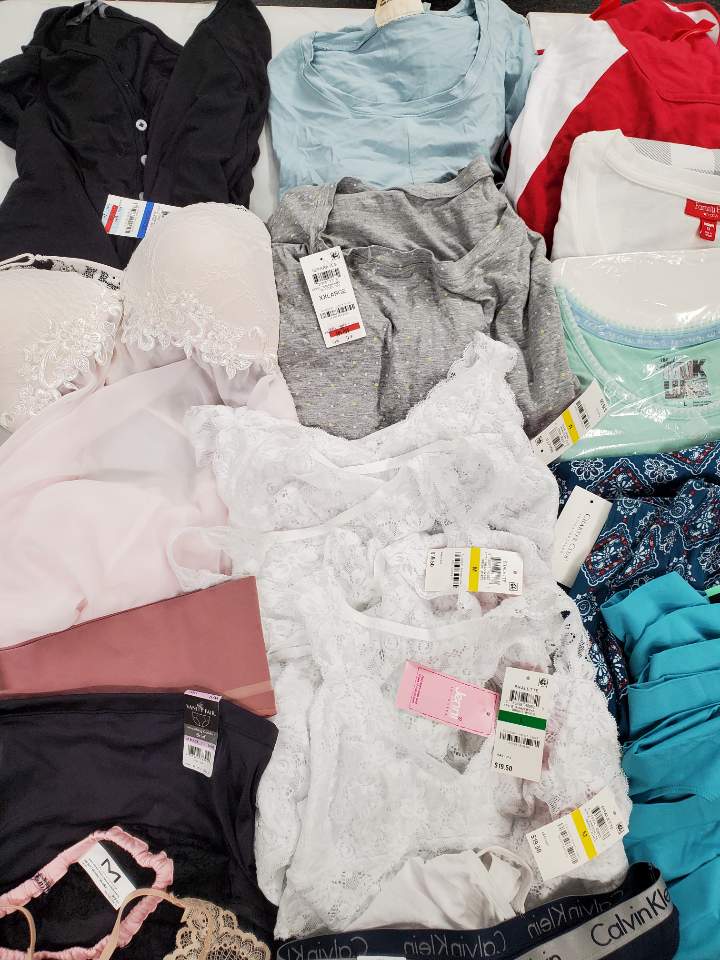 Women's Intimate & Sleepwear Wholesale Lot Calvin Klein, WACOAL, BALI, SPANX, B.TEMPT'D,  Maidenform, JENNI, VANITY FAIR, Pure Fiber, Jockey, ALFANI and more, 50 Units, Shelf Pulls, MSRP $1,200.94
