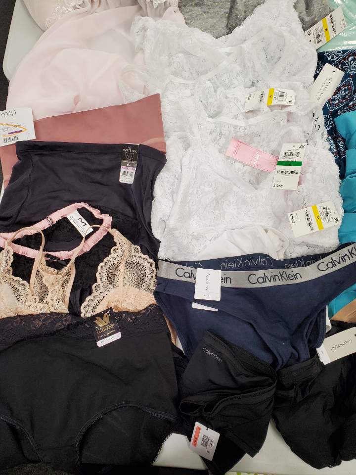 Women's Intimate & Sleepwear Wholesale Lot Calvin Klein, WACOAL, BALI, SPANX, B.TEMPT'D,  Maidenform, JENNI, VANITY FAIR, Pure Fiber, Jockey, ALFANI and more, 50 Units, Shelf Pulls, MSRP $1,200.94