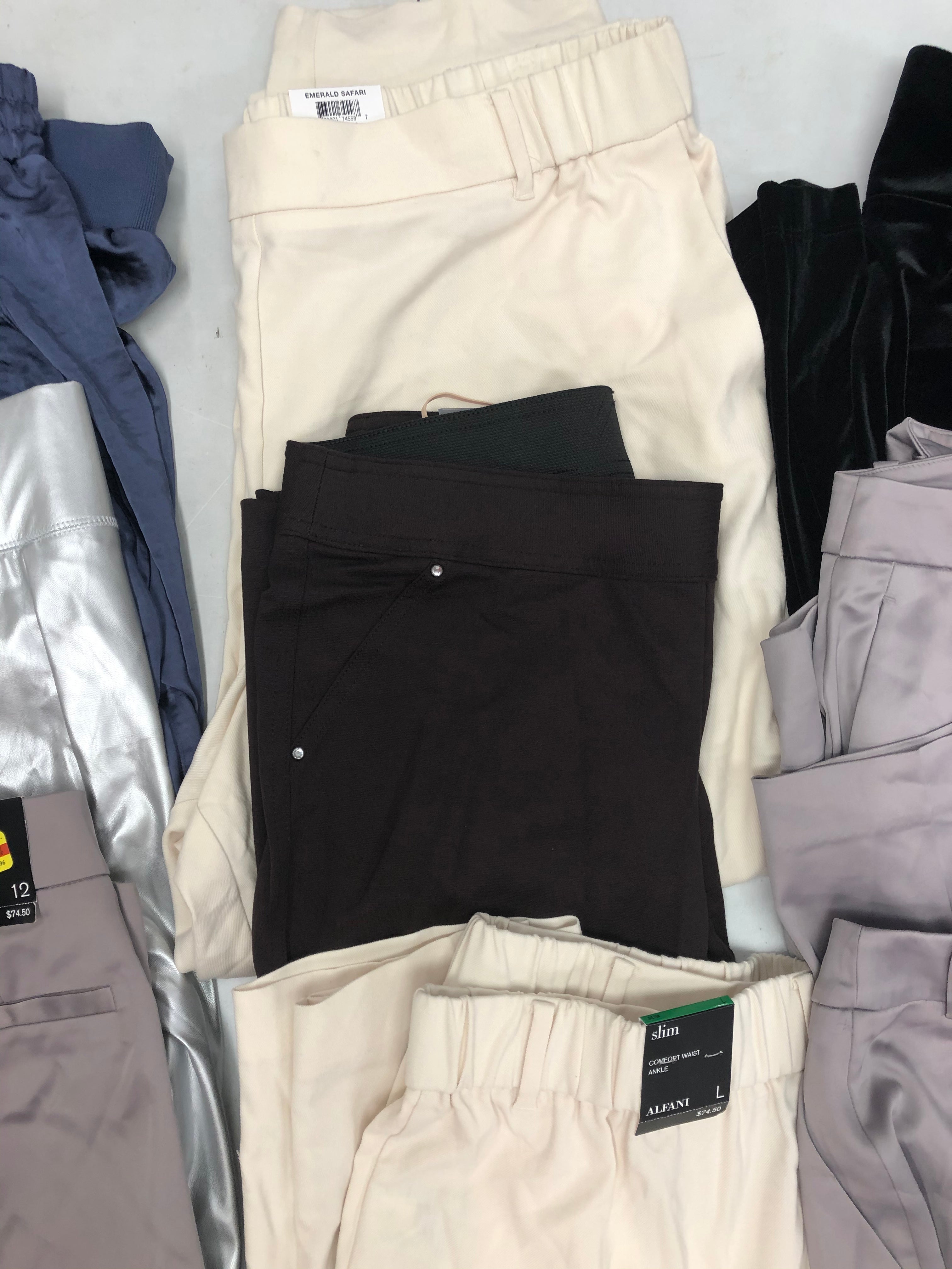 Womens' Clothing Pants Wholesale Lot, Alfani, INC 10 Units, Shelf Pulls, MSRP $700