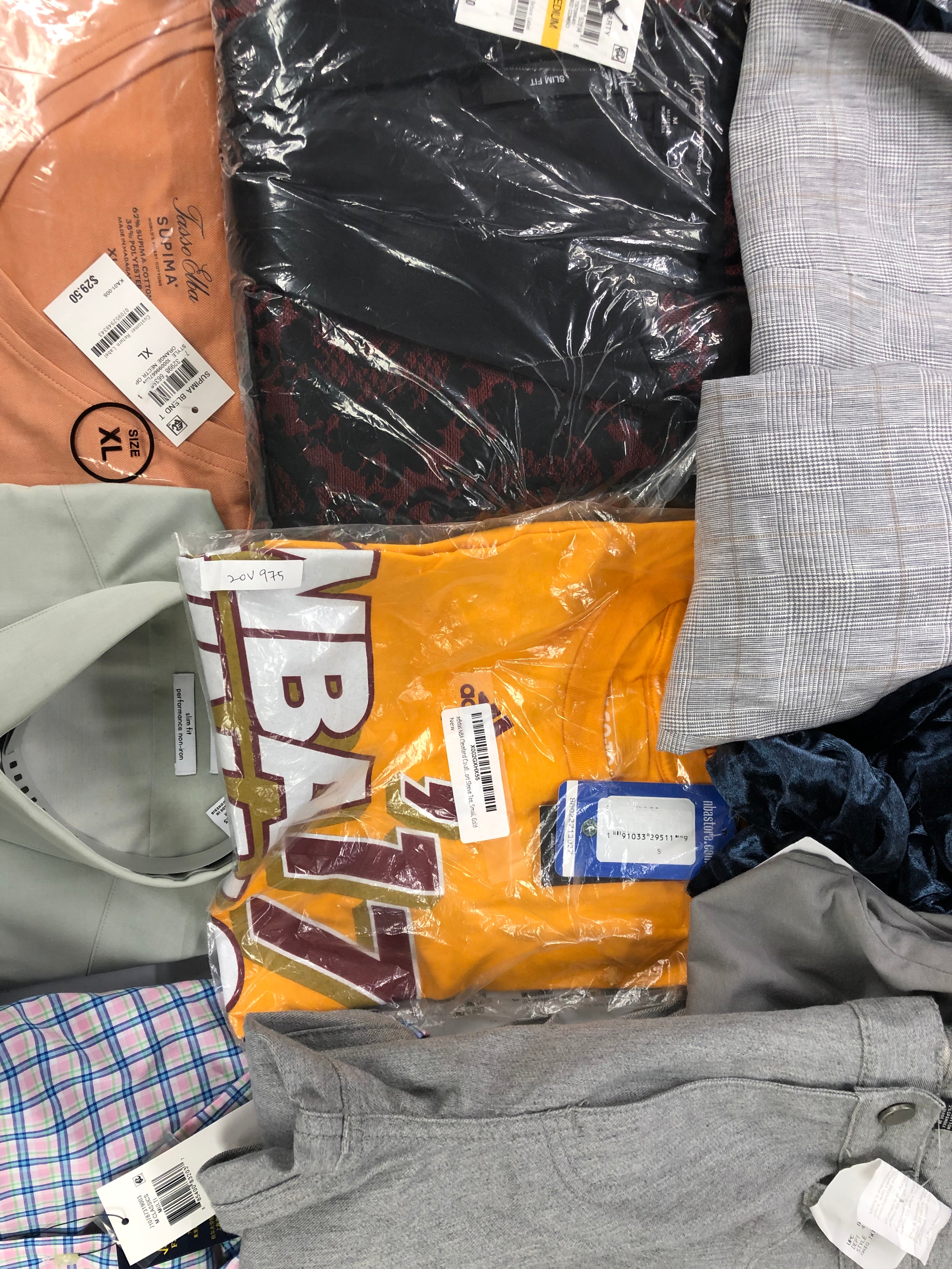 Men's Clothing ADIDAS, Calvin Klein, POLO Ralph Luren, Tasso Elba, American Apparel, BAR III , INC and more, 19 Units, Shelf Pulls, MSRP $1426.99
