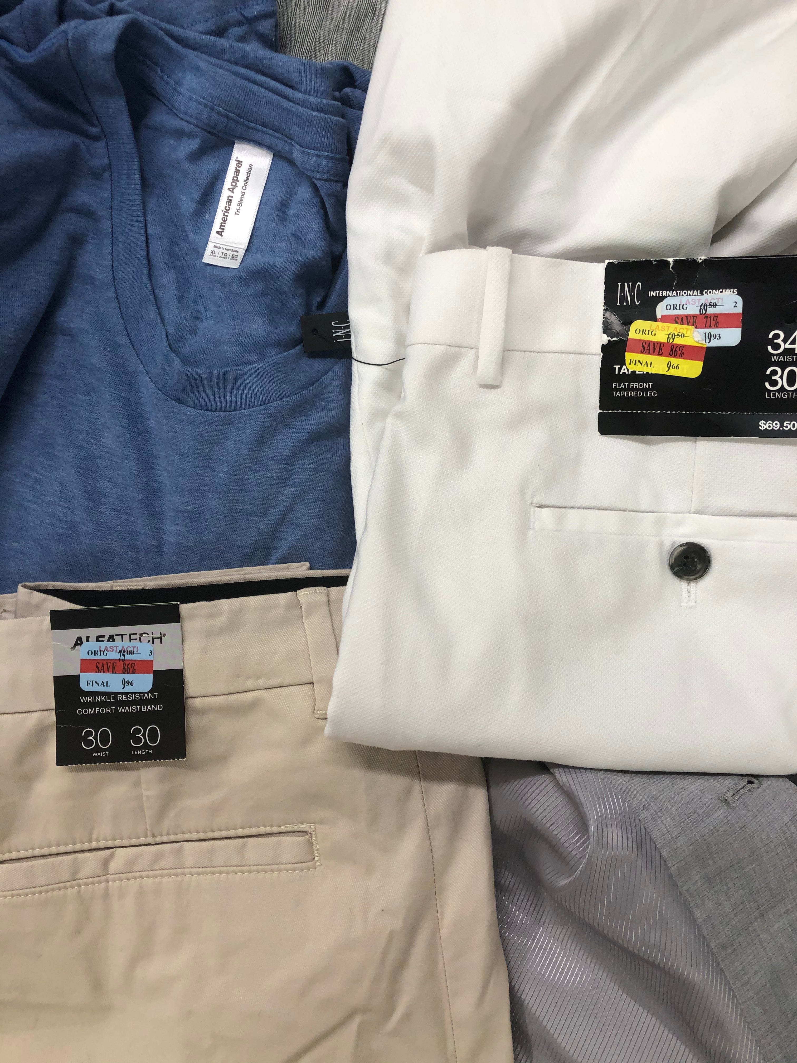 Men's Clothing ADIDAS, Calvin Klein, Michael Kors, American Apparel, Tasso Elba, Alfani, BAR III, INC and more, 20 Units, Shelf Pulls, MSRP $1,289.48