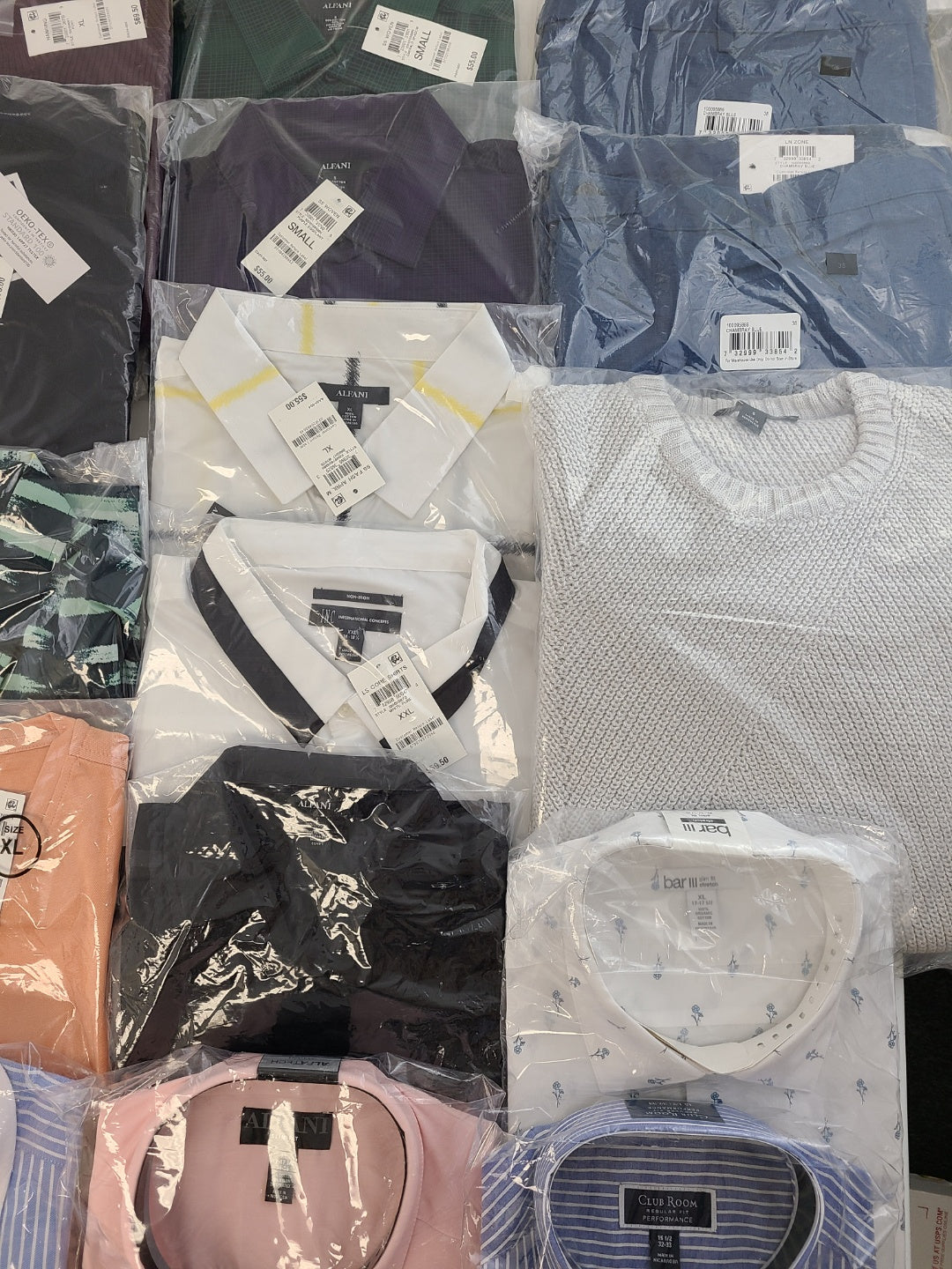 Men's Clothing Wholesale Lot Calvin Klein, Adidas, Tasso Elba, Alfani, INC, Club Room and more, 25 Units, New, MSRP $1,551.49