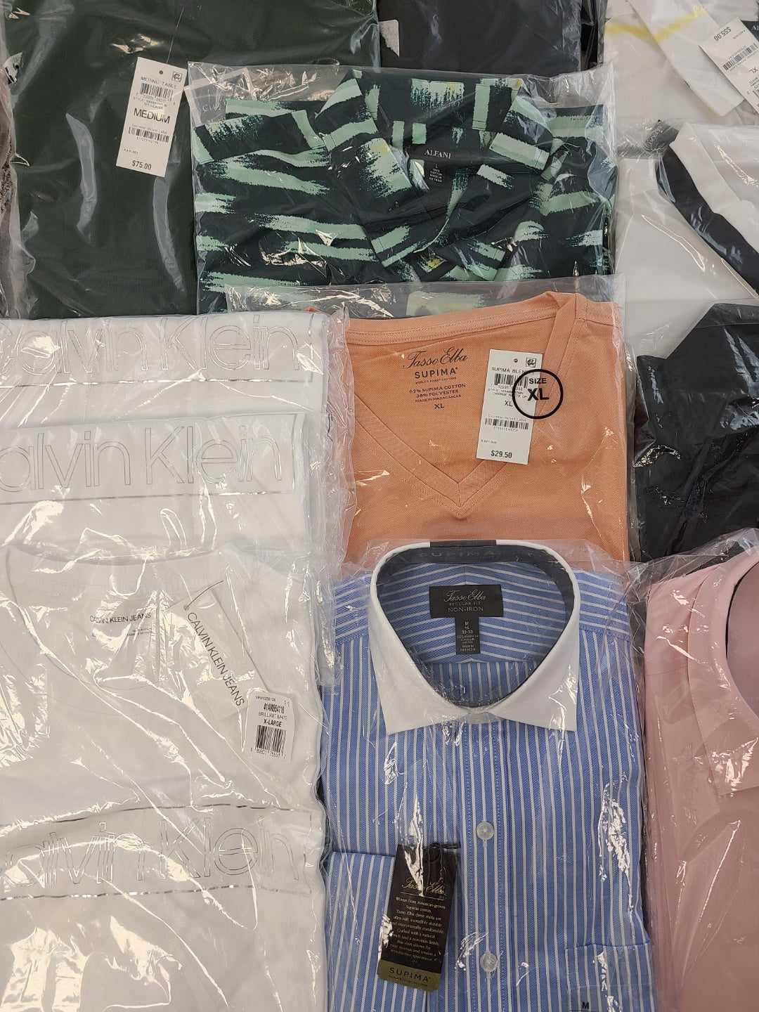 Men's Clothing Wholesale Lot Calvin Klein, Adidas, Tasso Elba, Alfani, INC, Club Room and more, 25 Units, New, MSRP $1,551.49