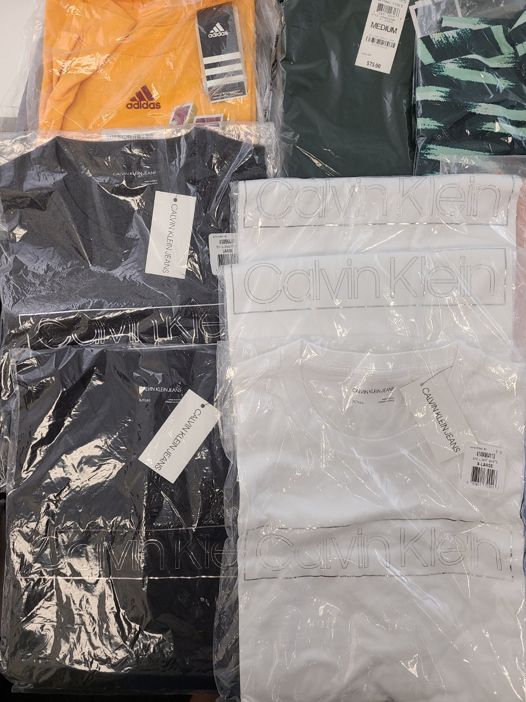 Men's Clothing Wholesale Lot Calvin Klein, Adidas, Tasso Elba, Alfani, INC, Club Room and more, 25 Units, New, MSRP $1,551.49