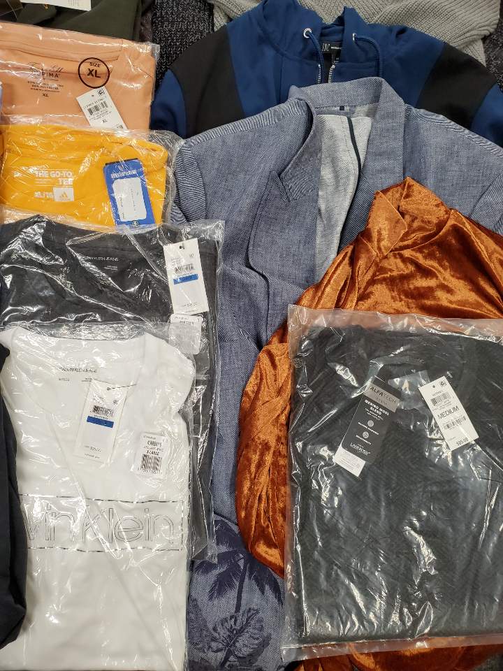 Men's Clothing Wholesale Lot Adidas, Calvin klein, levis, Under Armour, BarBour, Tasso Elba, Alfani, INC and more, 23 Units, Shelf Pulls, MSRP $1,518.98