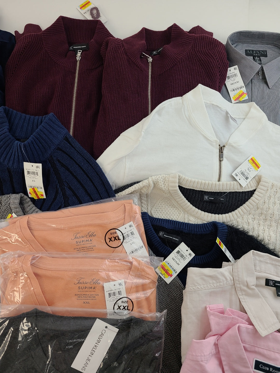 Men's Clothing Wholesale Lot Michael Kors, Polo Ralph Lauren, Calvin Klein, Nike, Tasso Elba, American Apparel, Club Room, INC and more, 25 Units, Shelf Pulls, MSRP $1,752.50