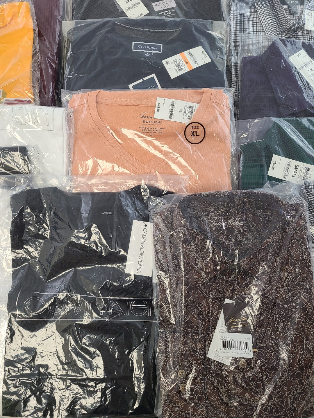Men's Clothing Wholesale Lot Calvin Klein, Adidas, Tasso Elba, Club Room, INC and more, 25 Units, New, MSRP $1,682.48