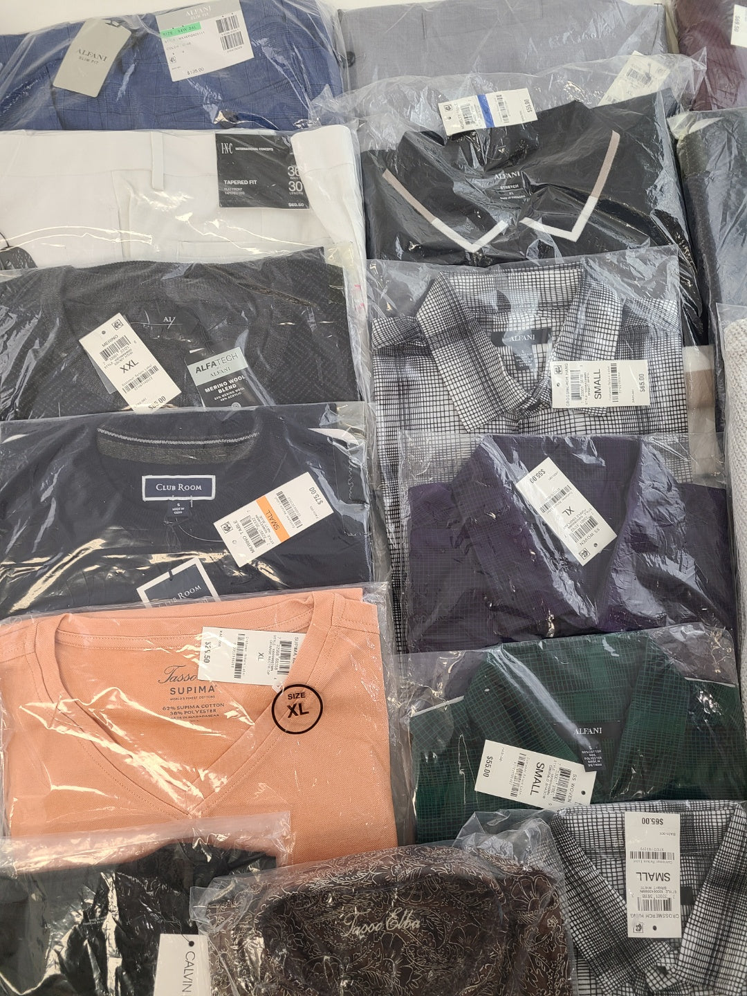 Men's Clothing Wholesale Lot Calvin Klein, Adidas, Tasso Elba, Club Room, INC and more, 25 Units, New, MSRP $1,682.48