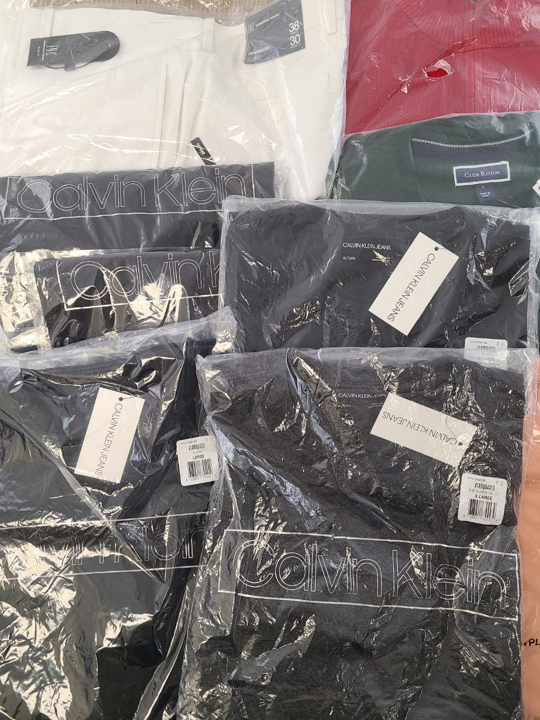 Men's Clothing Wholesale Lot Calvin Klein, Tasso Elba, Alfani, Bar lll, Club Room and more, 25 Units, New, MSRP $1,582.50
