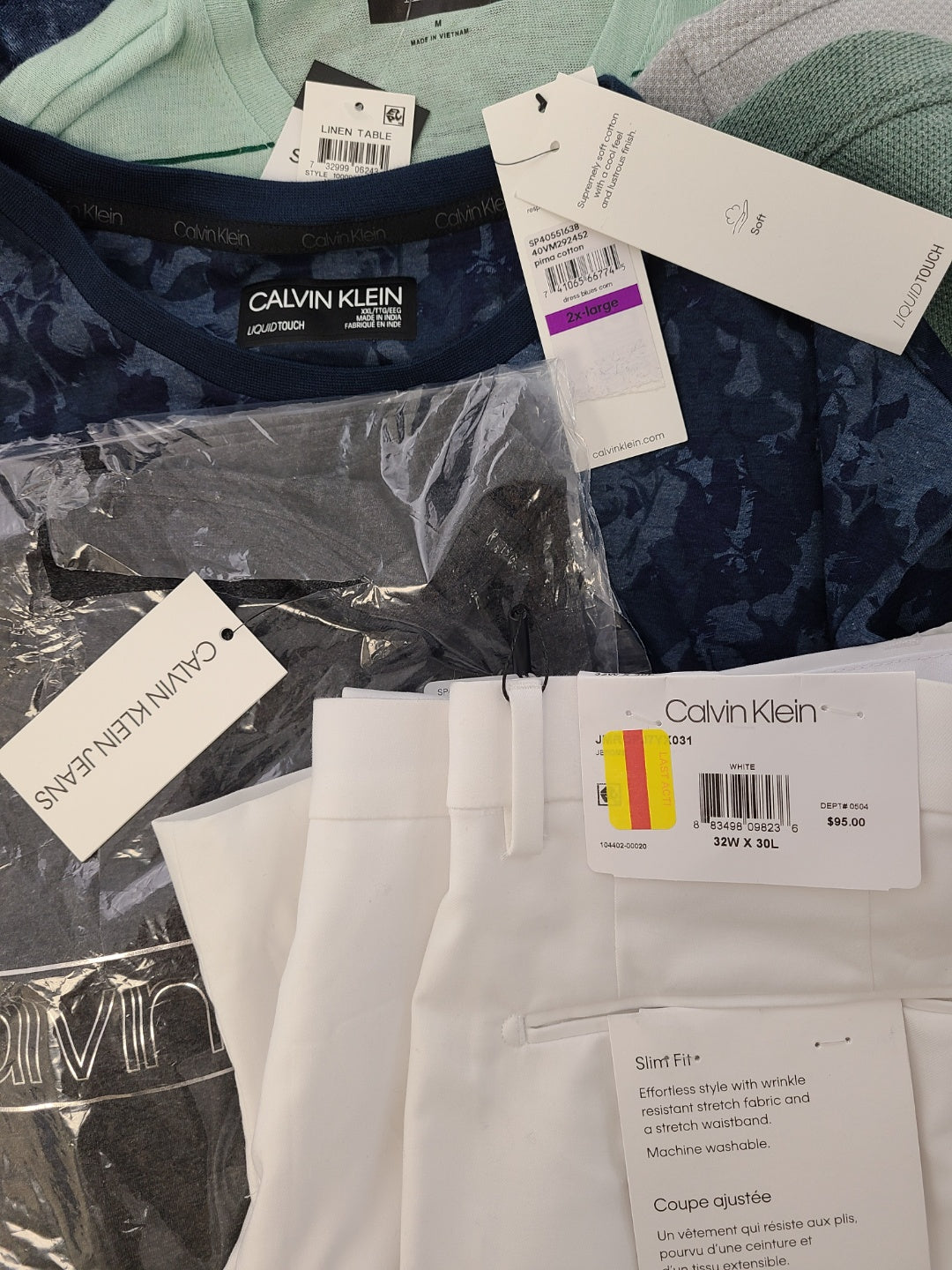 Men's Clothing Wholesale Lot Calvin Klein, DKNY, Tasso Elba, American Apparel, Club Room, INC and more, 25 Units, Shelf Pulls, MSRP $1,572.00