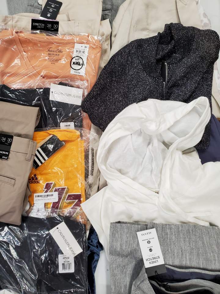Men's Clothing Wholesale Lot Adidas, Lauren Ralph Lauren, Calvin Klein, Tommy Hilfiger, LEVIS, American Apparel,  Tasso Elba, Club Room,  Inc and more, 26 Units, Shelf Pulls, MSRP $1,577.48