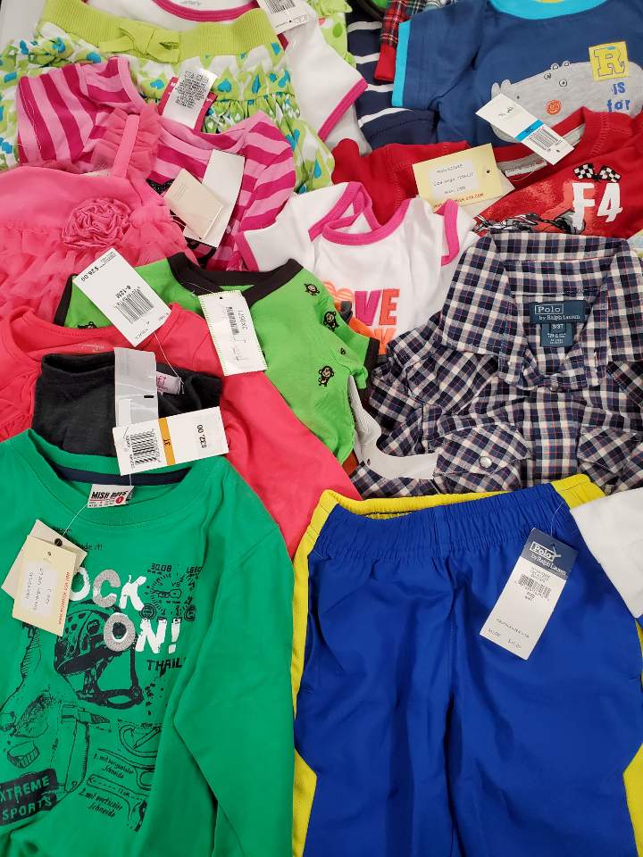 Kid's Clothing Wholesale Lot Polo by Ralph Lauren, Hello Kitty, First impression, American Apparel, Carters, So jenny and more, 44 Units, Shelf Pulls, MSRP $1,001.65