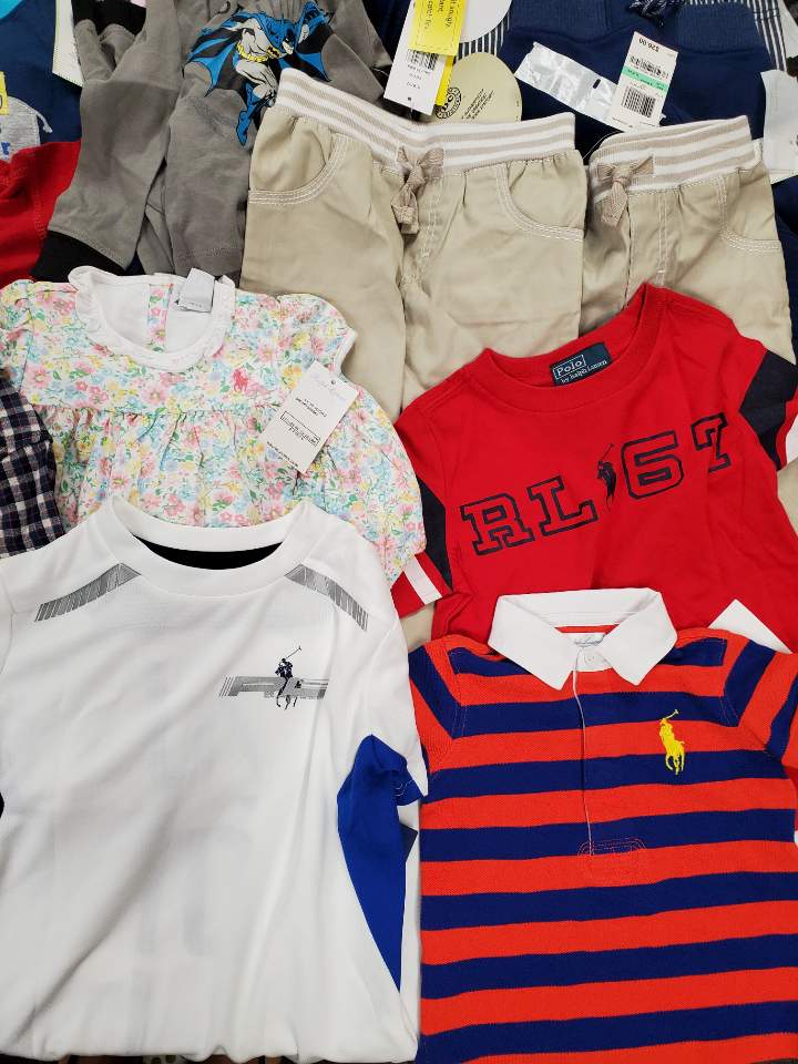 Kid's Clothing Wholesale Lot Polo by Ralph Lauren, Hello Kitty, First impression, American Apparel, Carters, So jenny and more, 44 Units, Shelf Pulls, MSRP $1,001.65