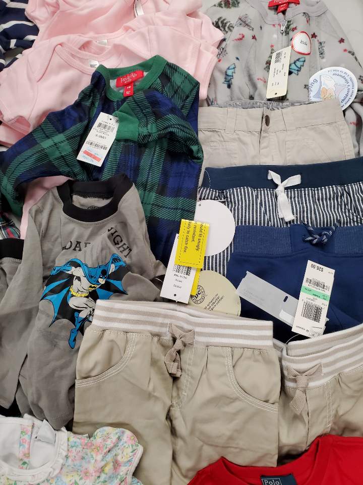 Kid's Clothing Wholesale Lot Polo by Ralph Lauren, Hello Kitty, First impression, American Apparel, Carters, So jenny and more, 44 Units, Shelf Pulls, MSRP $1,001.65
