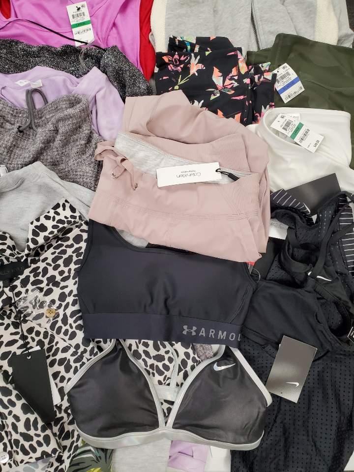 Women's Clothing Wholesale Lot NIKE, UNDER ARMOUR, Calvin Klein, Champion, KENDALL KYLIE,  IDEOLOGY, ALFANI, INC and more, 28 Units, Shelf Pulls, MSRP $1,386.45
