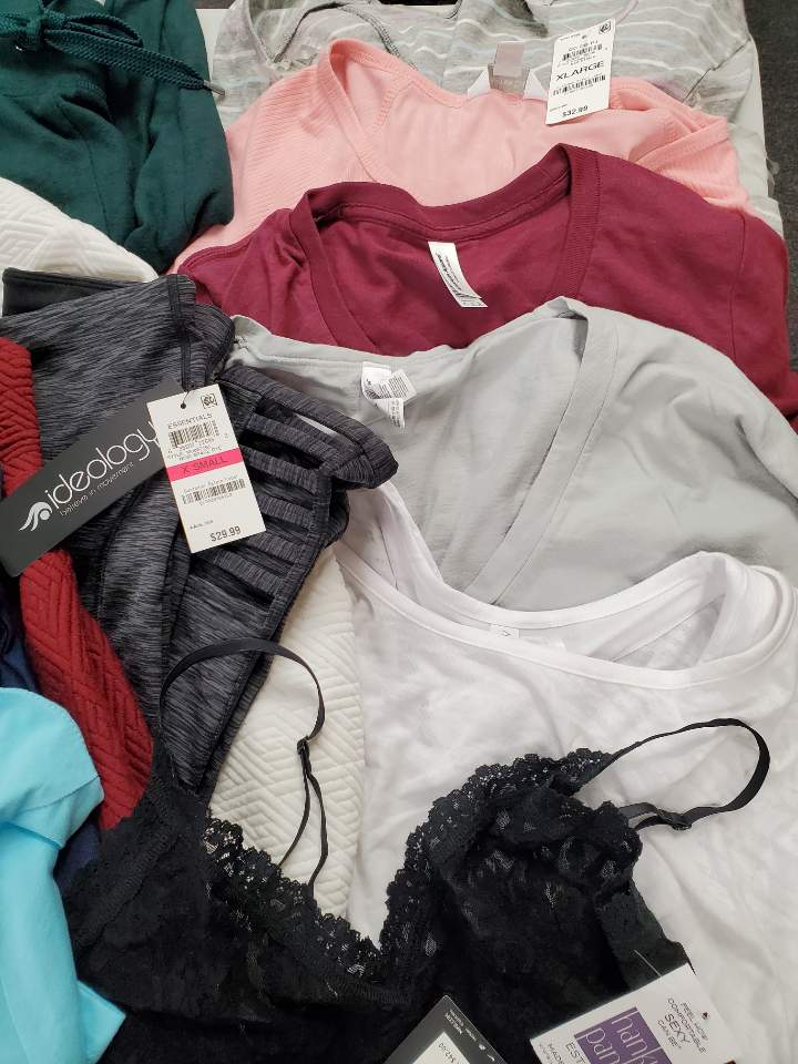 Women's Clothing Wholesale Lot Calvin Klein, NIKE, ADIDAS, Disney, HANKY PANKY, Echo Echo, Hanes, IDEOLOGY, American Apparel, CHARTER CLUB and more, 29 Units, Shelf Pulls, MSRP $1,511.97