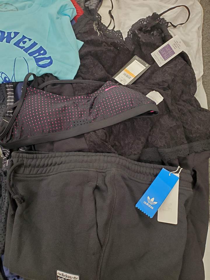 Women's Clothing Wholesale Lot Calvin Klein, NIKE, ADIDAS, Disney, HANKY PANKY, Echo Echo, Hanes, IDEOLOGY, American Apparel, CHARTER CLUB and more, 29 Units, Shelf Pulls, MSRP $1,511.97