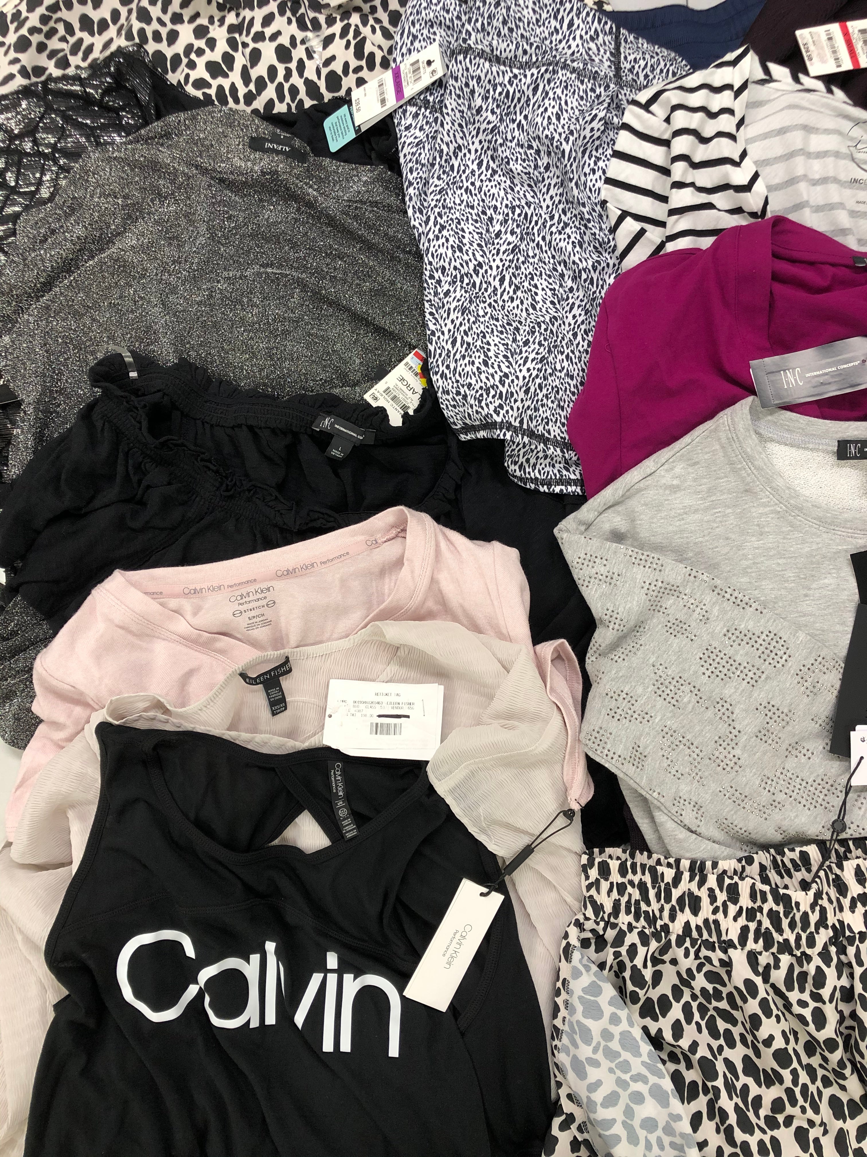 Women's Clothing Wholesale Lot CALVIN KLEIN, DKNY, Eileen Fisher, KENDALL KYLIE, Champion, Ideology and more, 25 Units, Shelf Pulls, MSRP $1,554.00