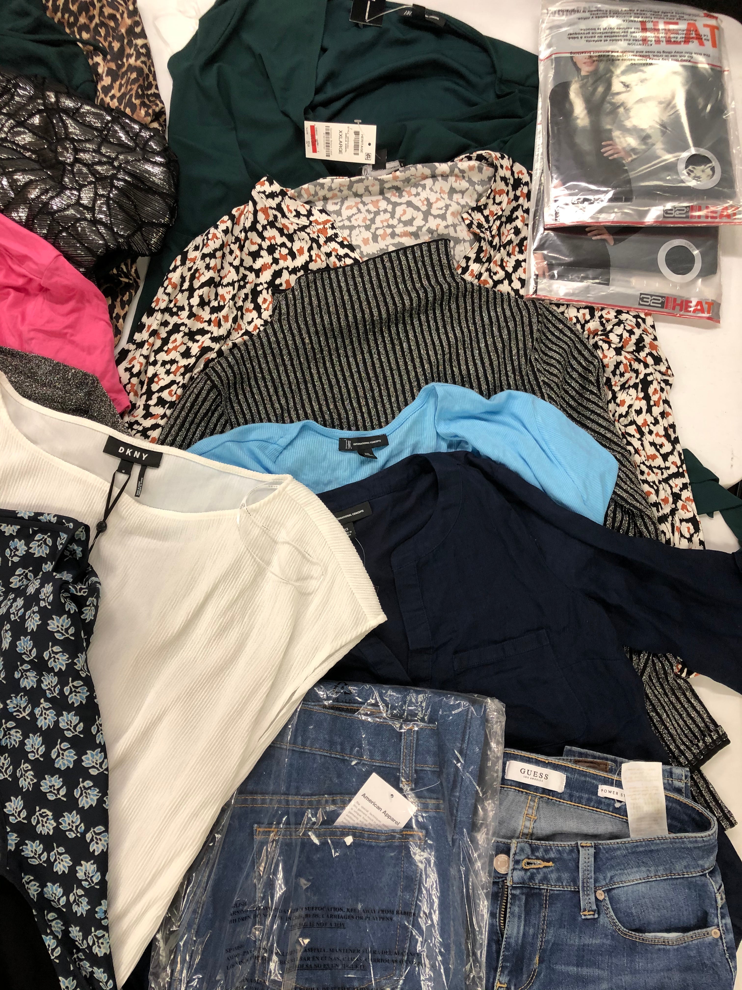 Women's Clothing Wholesale Lot LAUREN RALPH LAUREN, MICHAEL KORS, DKNY, GUESS, American Apparel, 32 DEGREES, ALFANI, IDEOLOGY and more, 23 Units, Shelf Pulls, MSRP $1,499.50