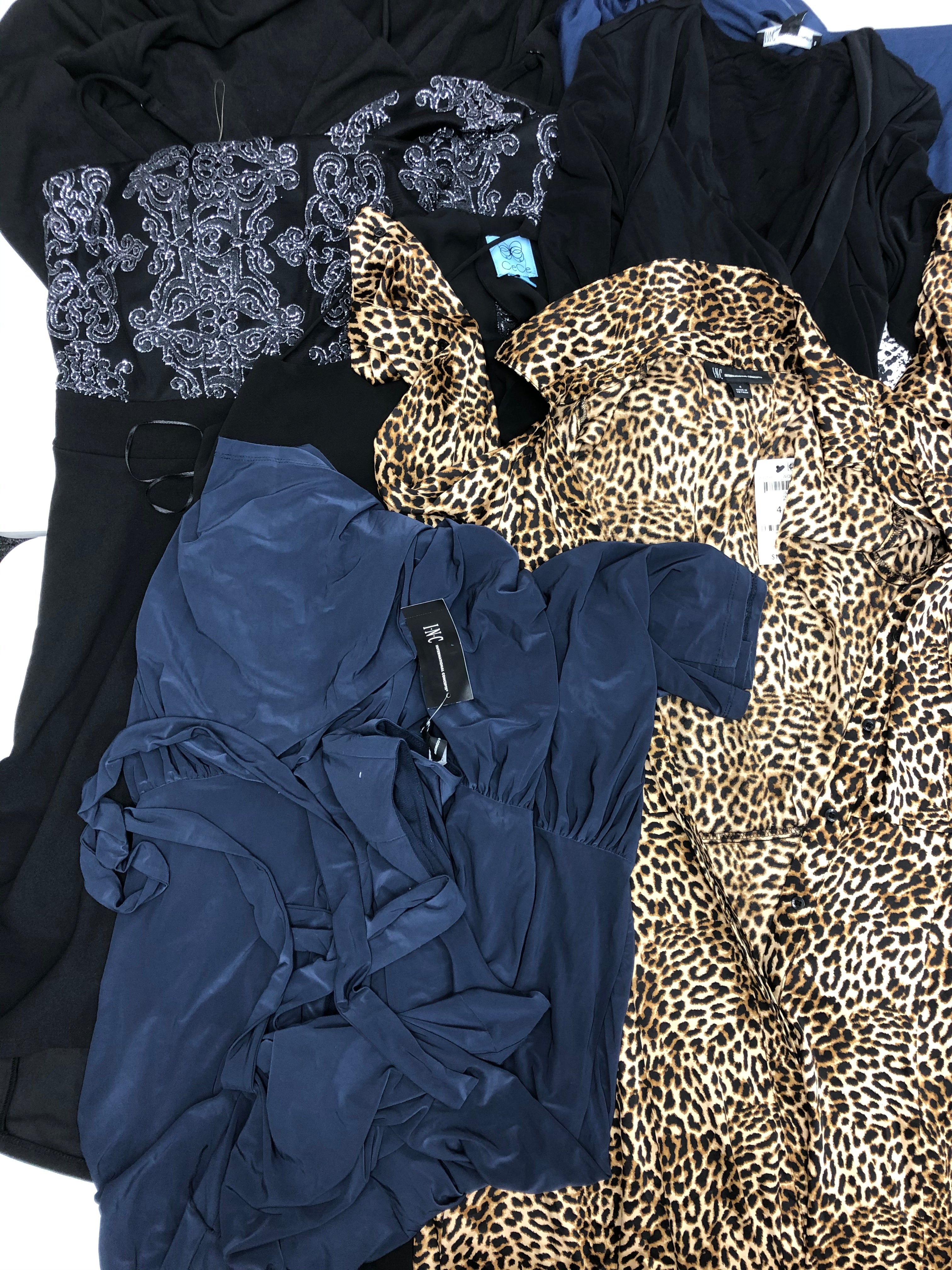 Women's Clothing Dress Wholesale Lot, CECE, Emerald Sundae, SPEECHLESS, and INC, 8 Units, Shelf Pulls, MSRP $774.50