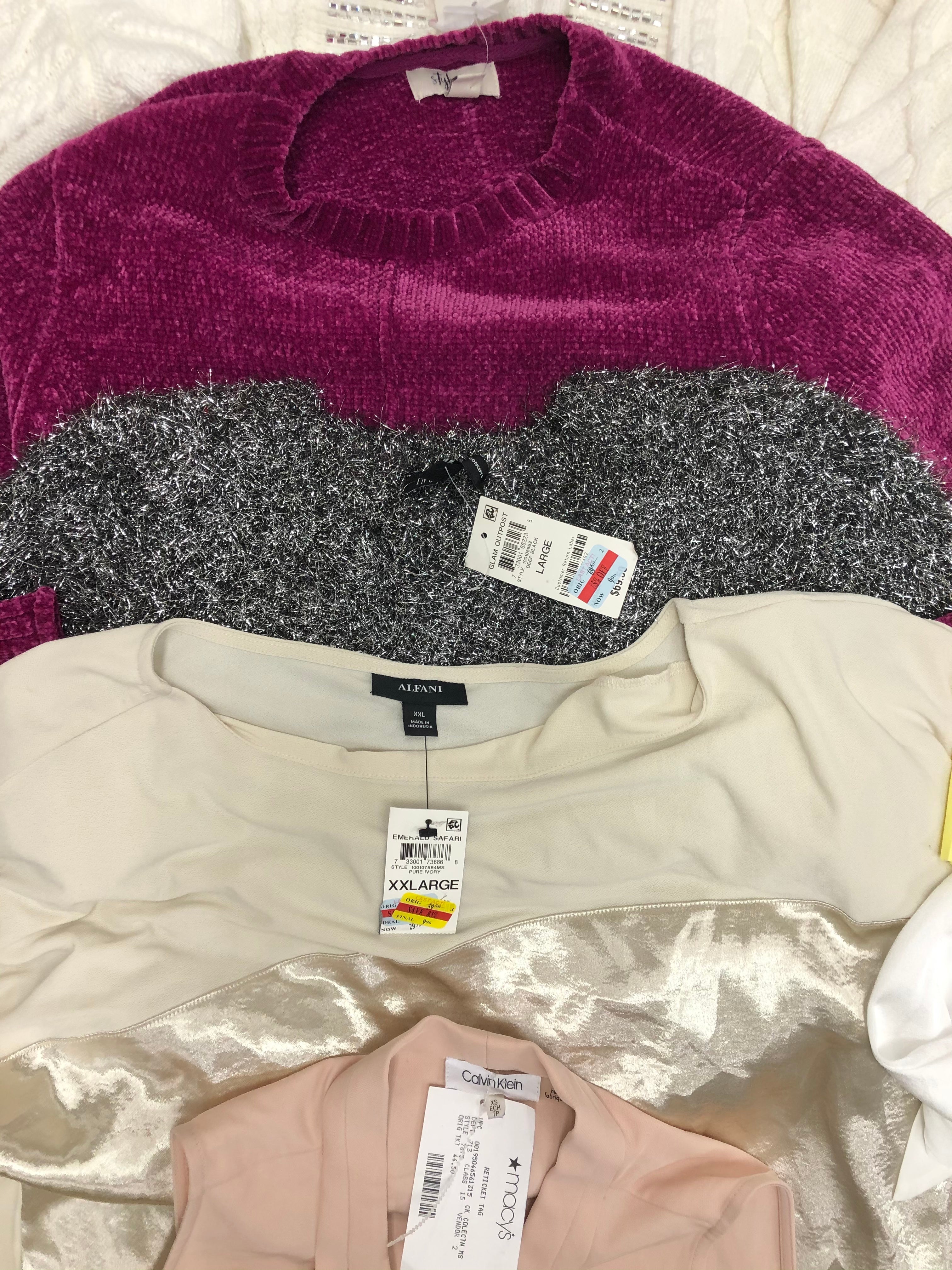 Women's Clothing Top Wholesale Lot, Polo Ralph Lauren, Calvin Klein, Alfani, City Studio and more, 11 Units, Shelf Pulls, MSRP $812