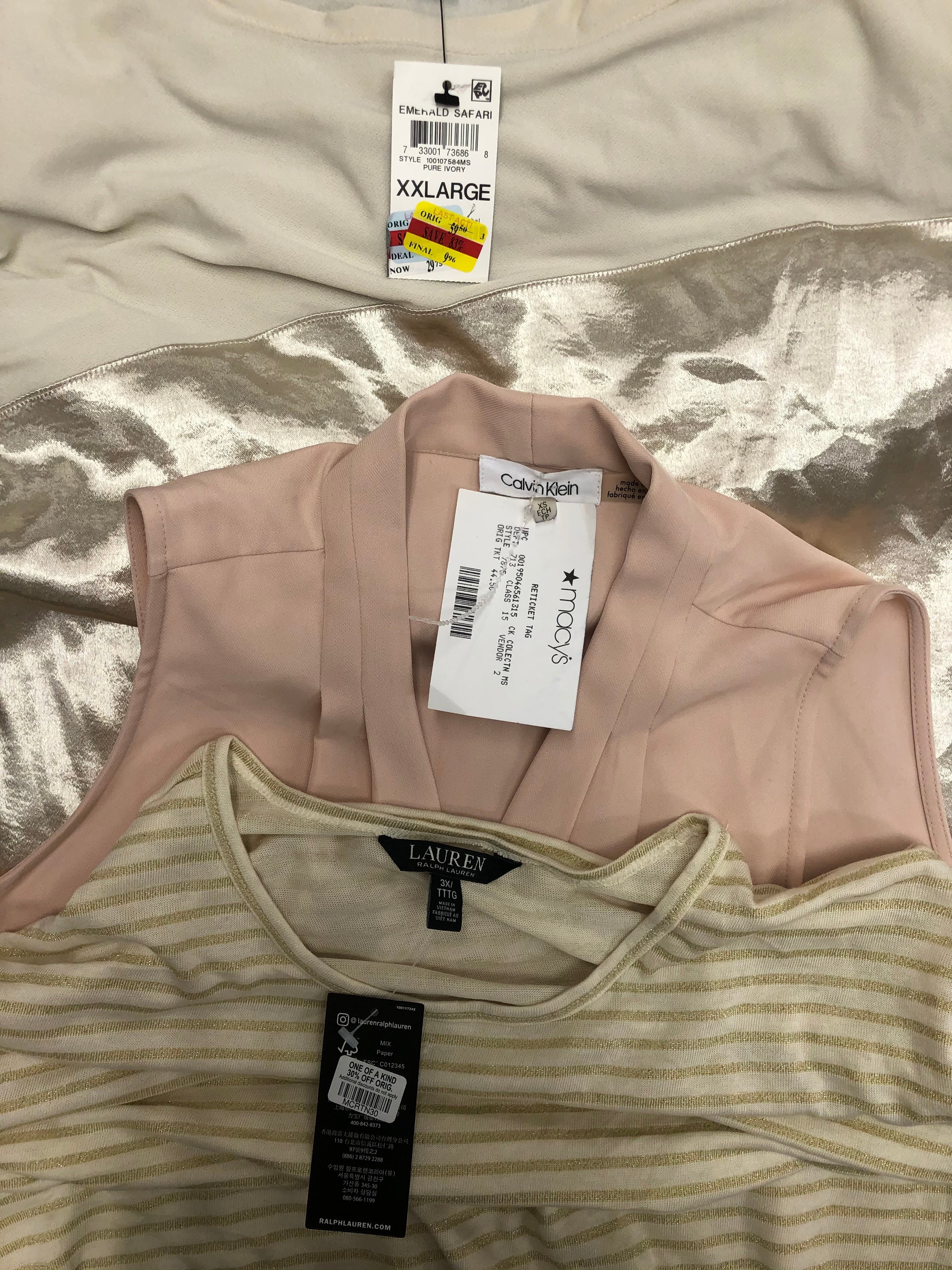 Women's Clothing Top Wholesale Lot, Polo Ralph Lauren, Calvin Klein, Alfani, City Studio and more, 11 Units, Shelf Pulls, MSRP $812