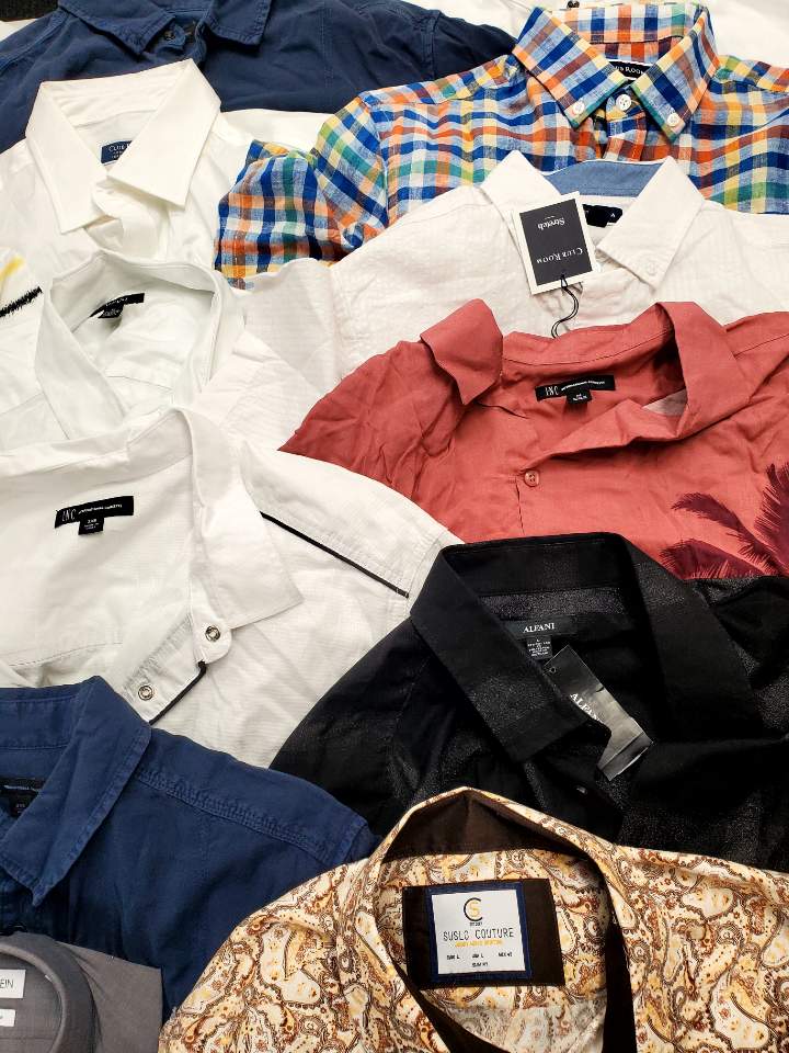 Men's Clothing Tops Wholesale Lot, CALVIN KLEIN, POLO RALPH LAUREN, ALFANI, CLUB ROOM, INC and more,17 Items, Shelf Pulls, MSRP $1,012