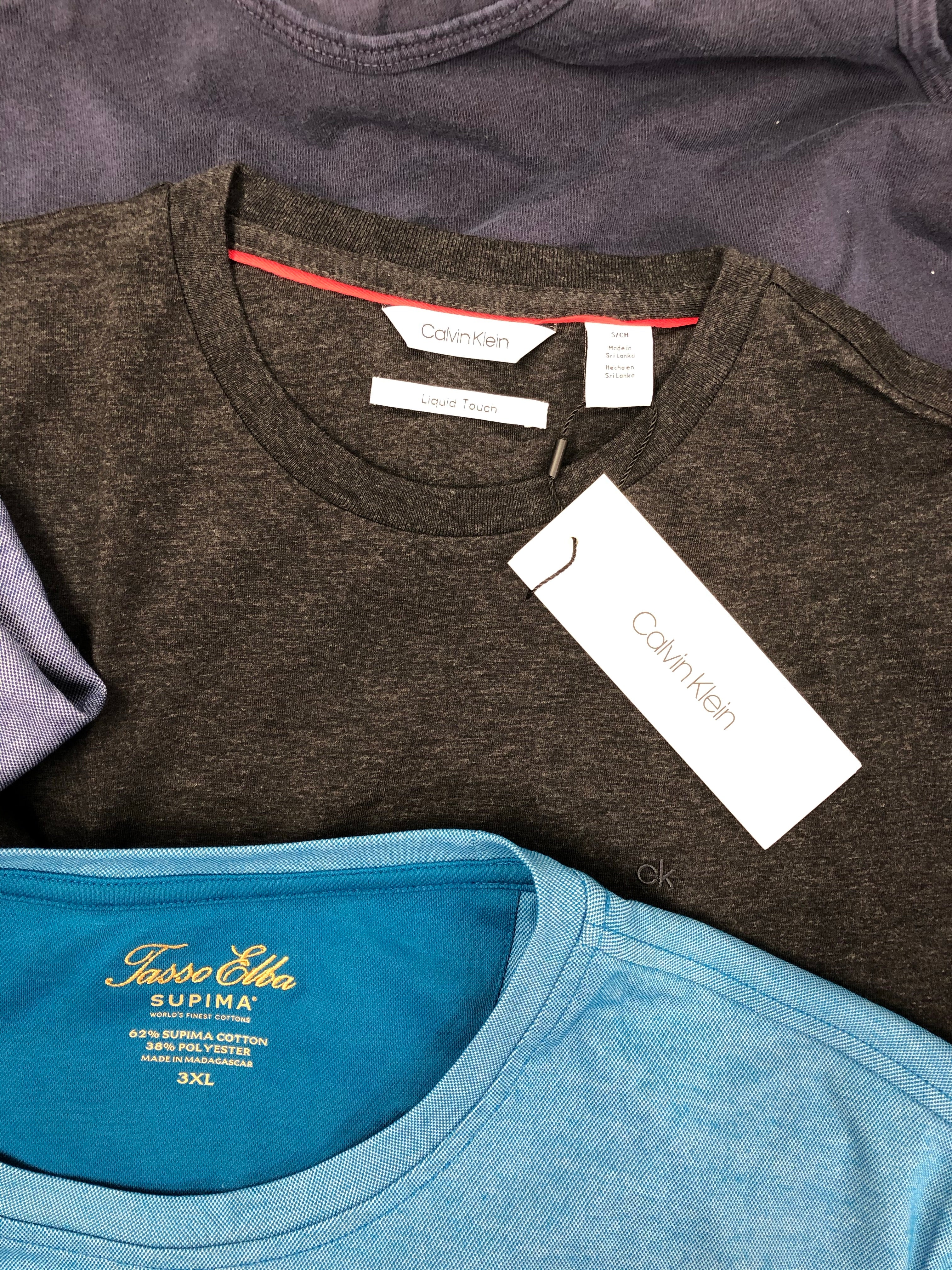 Men's Clothing Tops + Jacket Wholesale Lot, MARC NEW YORK, CALVIN KLEIN, TASSO ELBA, AMERICAN APPAREL, 39 items, Shelf Pulls, MSRP $1,103