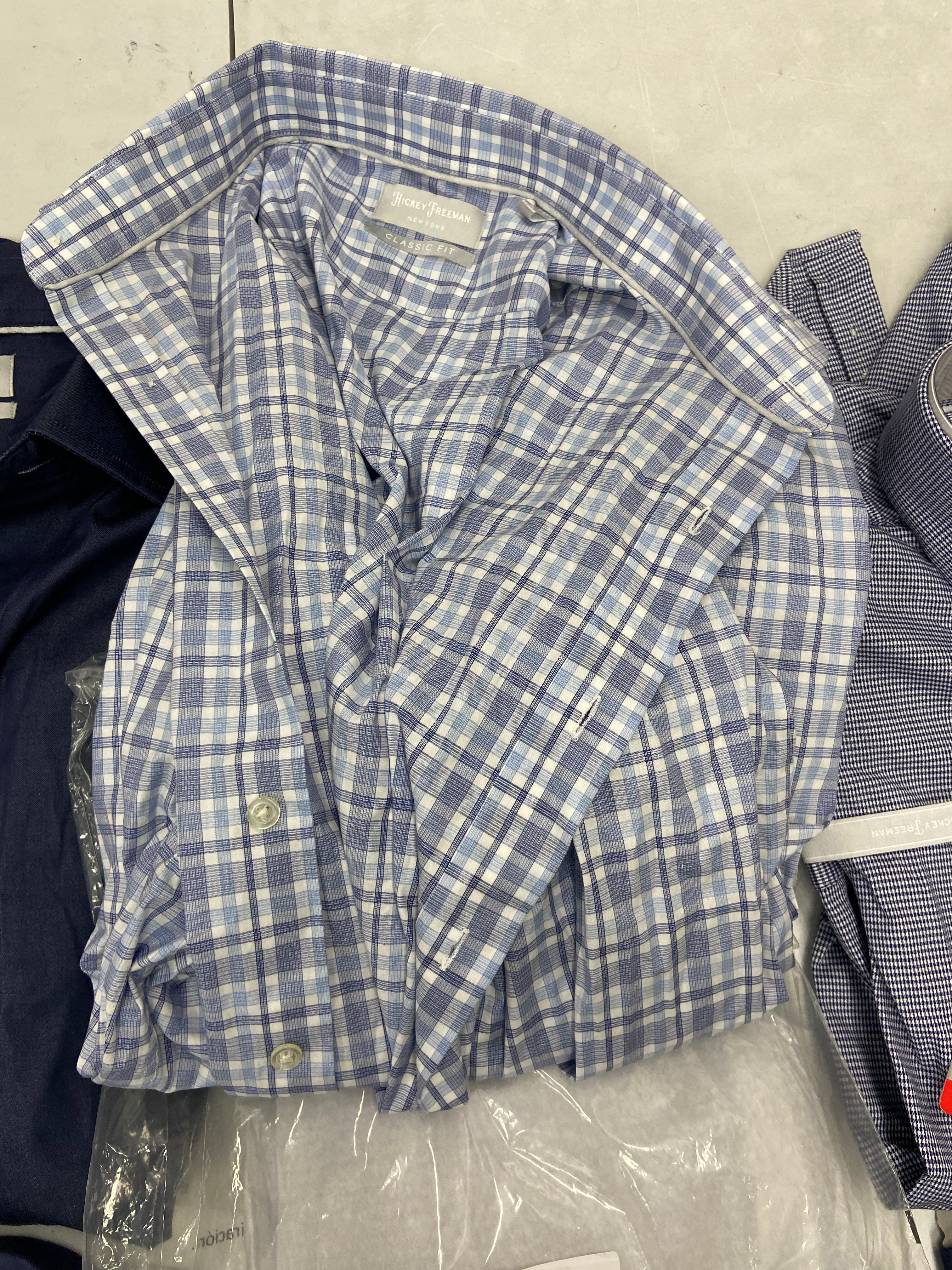 Men's Clothing Dress Shirts Wholesale Lot, HICKEY FREEMAN, DYLAN GRAY, KIRKLAND, 15 items, Shelf Pulls, MSRP $1,188