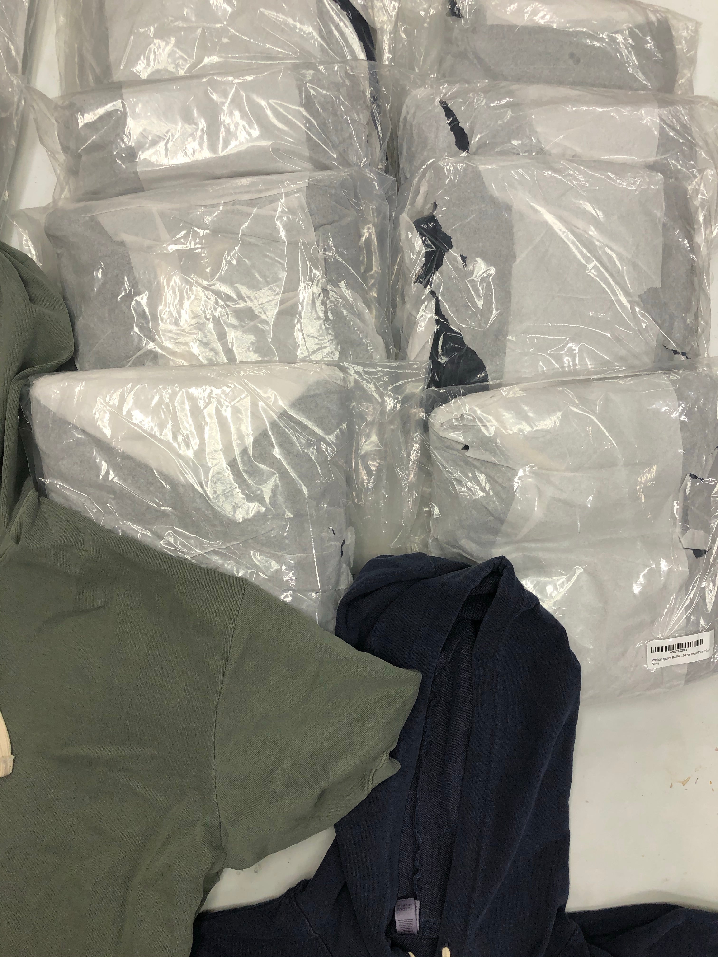 Men's Clothing Tops Hoodie Wholesale Lot, AMERICAN APPAREL ONLY, 14 Items, Shelf Pulls, MSRP $644