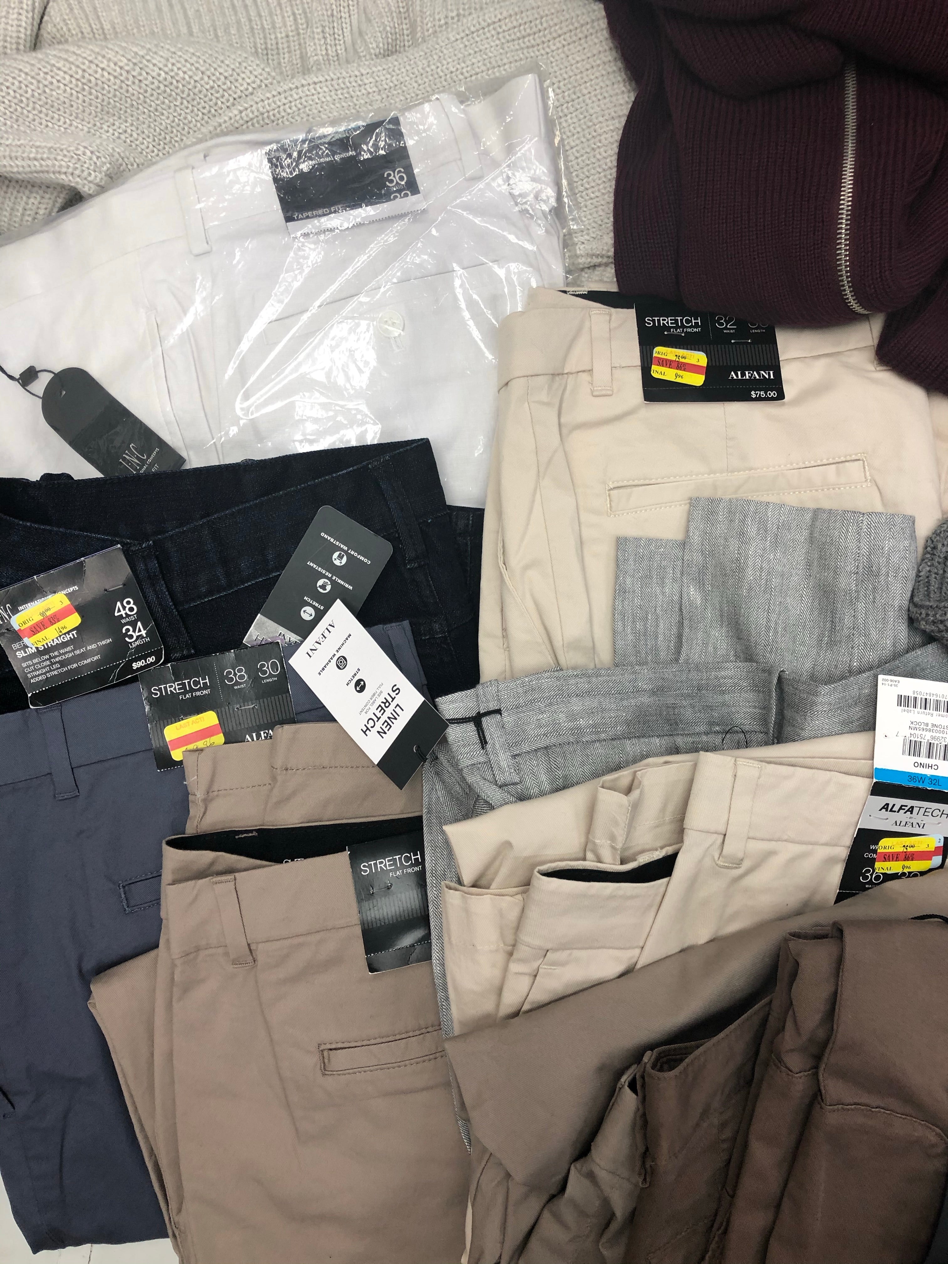Men's Clothing Assorted Wholesale Lot, BUFFALO JEANS, DYLAN GRAY, ALFANI and more, 22 Units, Shelf Pulls, MSRP $1,802.98