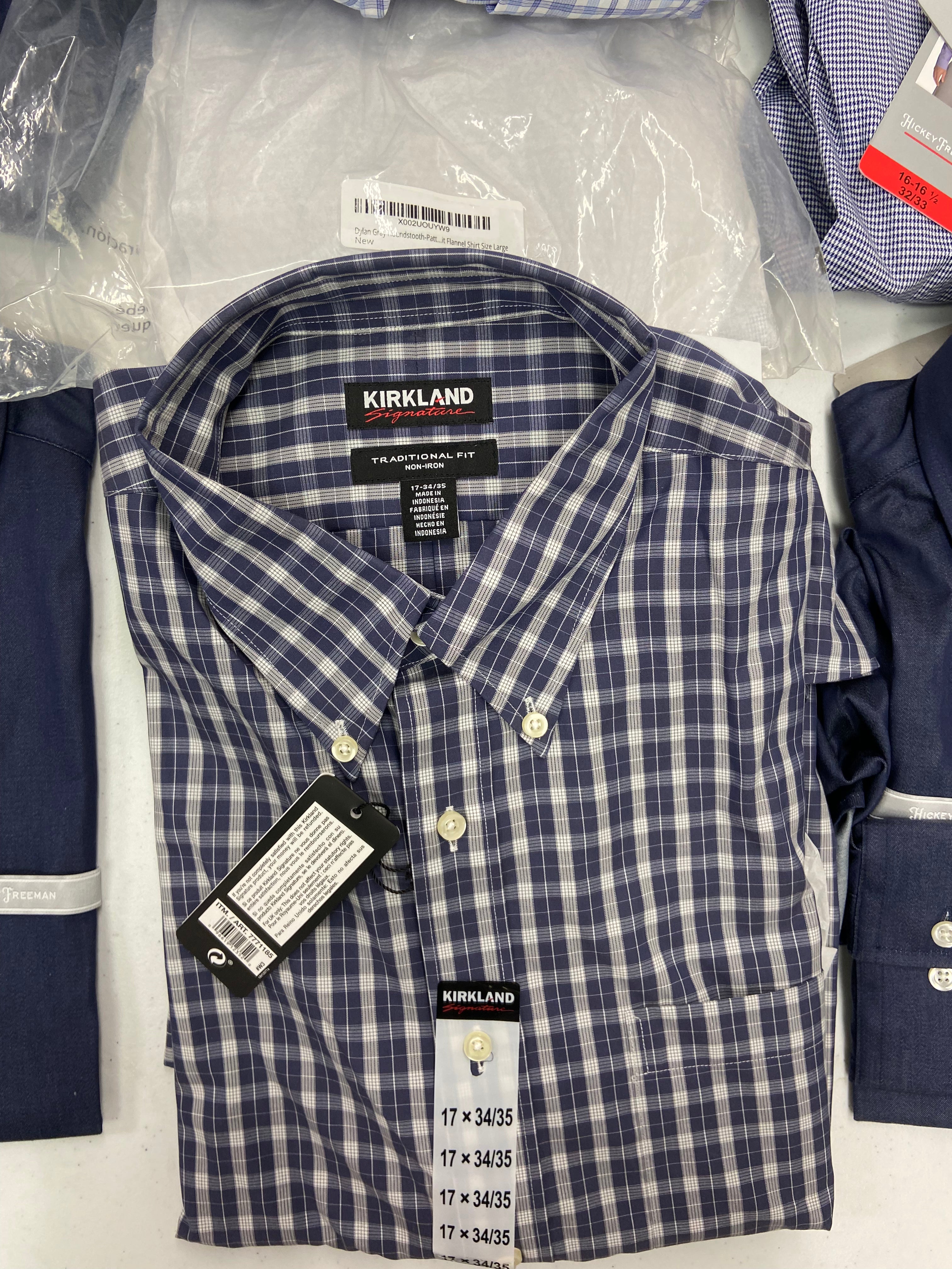 Men's Clothing Dress Shirts Wholesale Lot, HICKEY FREEMAN, DYLAN GRAY, KIRKLAND, 15 items, Shelf Pulls, MSRP $1,188