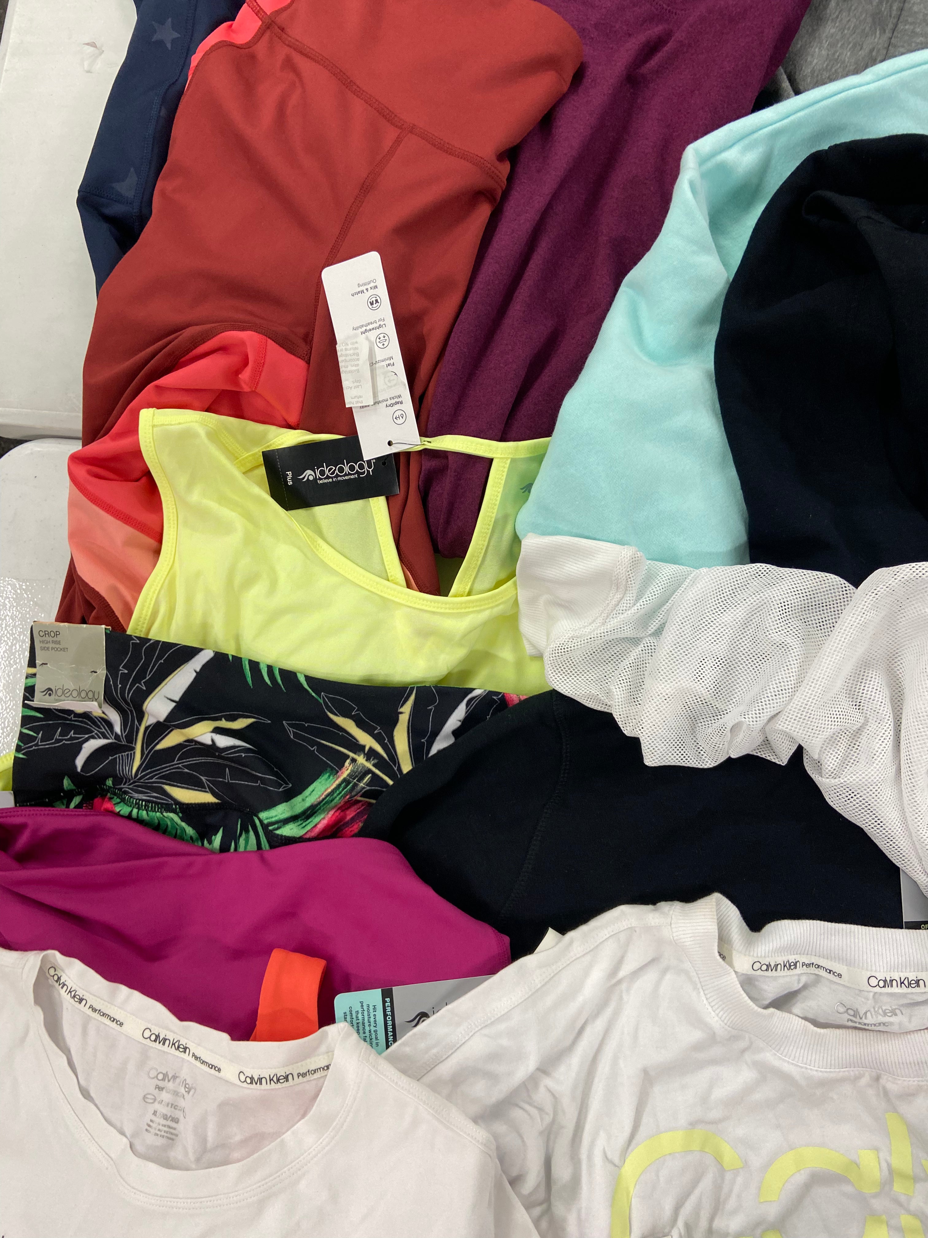 Women's Clothing Activewear Wholesale Lot, ADIDAS, CALVIN KLEIN, UNDER ARMOUR, DKNY, IDEOLOGY and more, 23 items, Shelf Pulls, MSRP $592