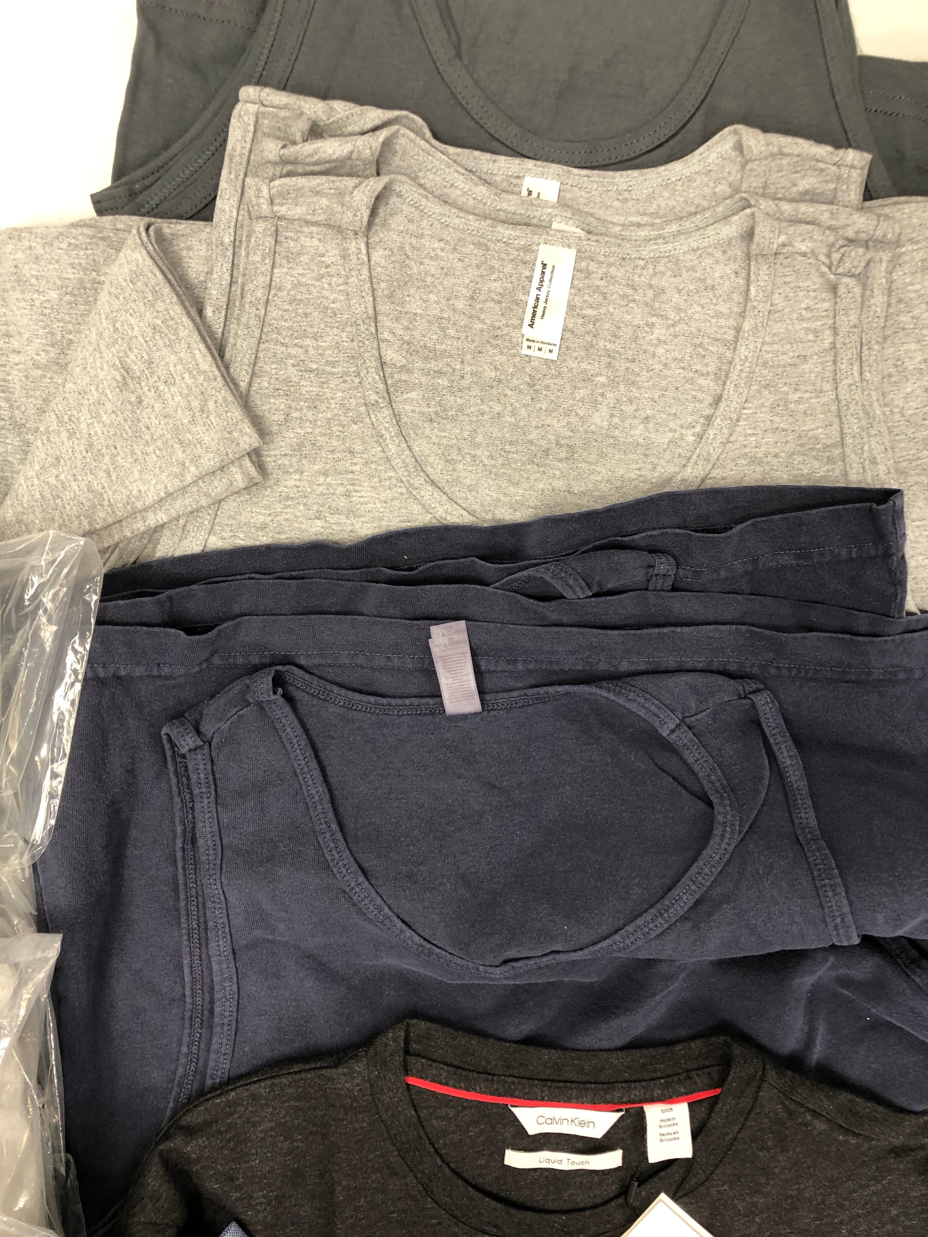 Men's Clothing Tops + Jacket Wholesale Lot, MARC NEW YORK, CALVIN KLEIN, TASSO ELBA, AMERICAN APPAREL, 39 items, Shelf Pulls, MSRP $1,103