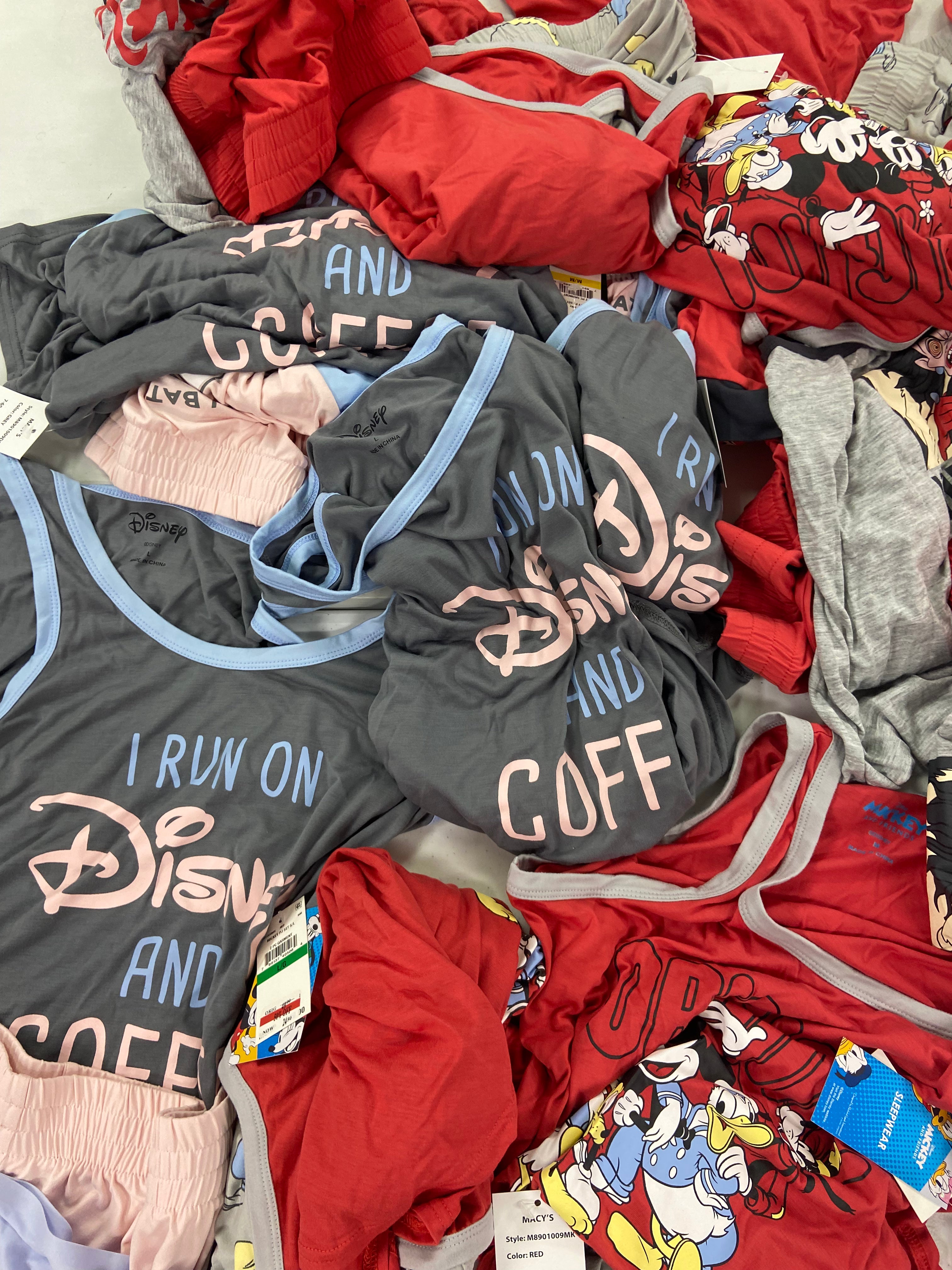 Women's Sleepwear Set Wholesale Lot, DISNEY, CALVIN KLEIN, 19 items, Shelf Pulls, MSRP $866
