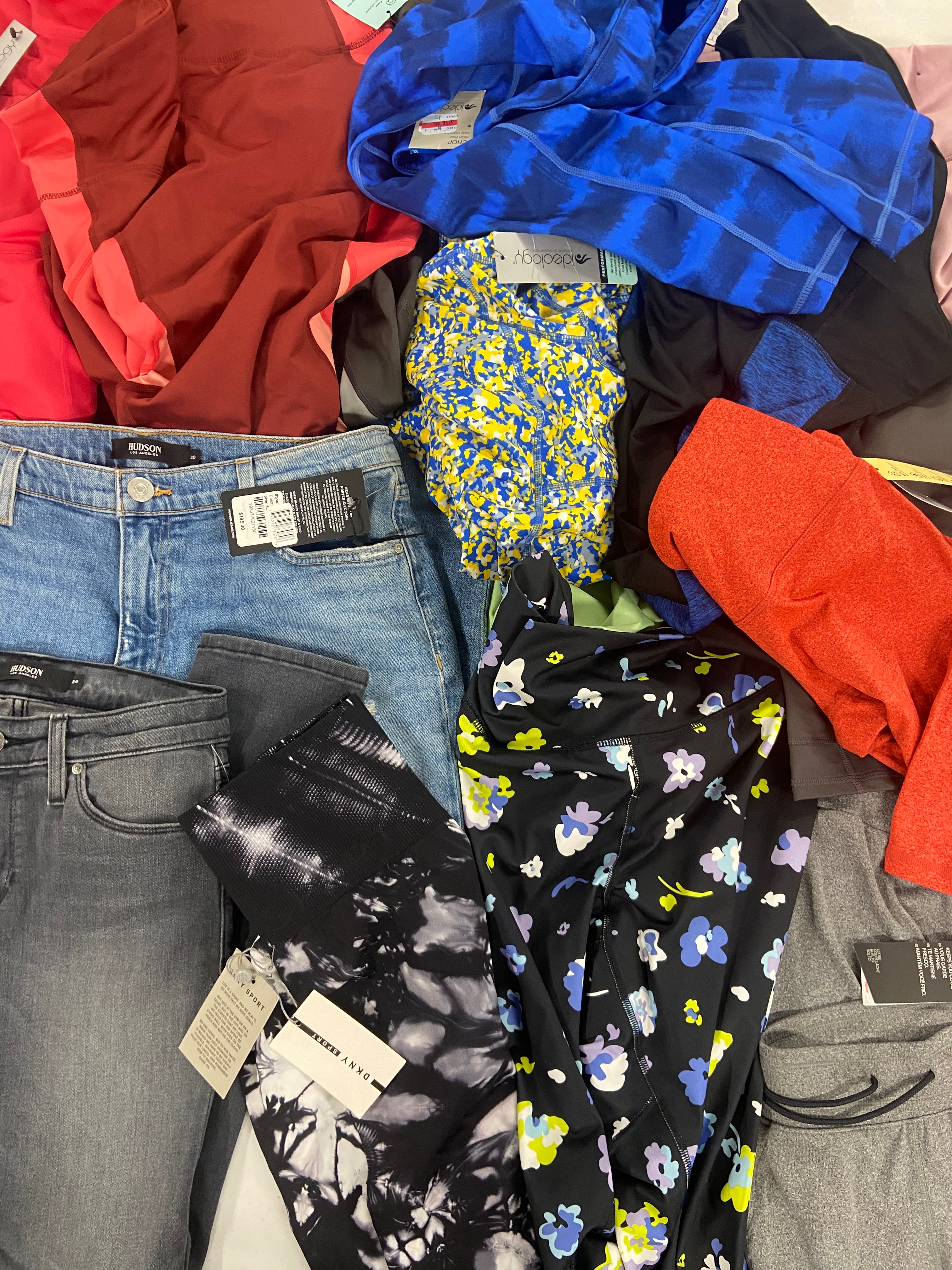 Women's Clothing Leggings, Jeans & Others, Wholesale Lot, HUDSON, UNDER ARMOUR, CHAMPION, DKNY and Others, 18 items, Shelf Pulls, MSRP $979