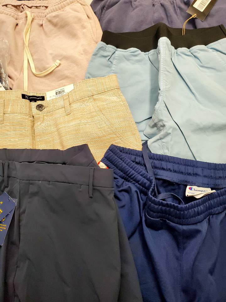 Men's Clothing Bottoms Wholesale Lot, MARC NEW YORK, POLO RALPH LAUREN, AMERICAN APPAREL, INC and more, 12 Items, Shelf Pulls, MSRP $594