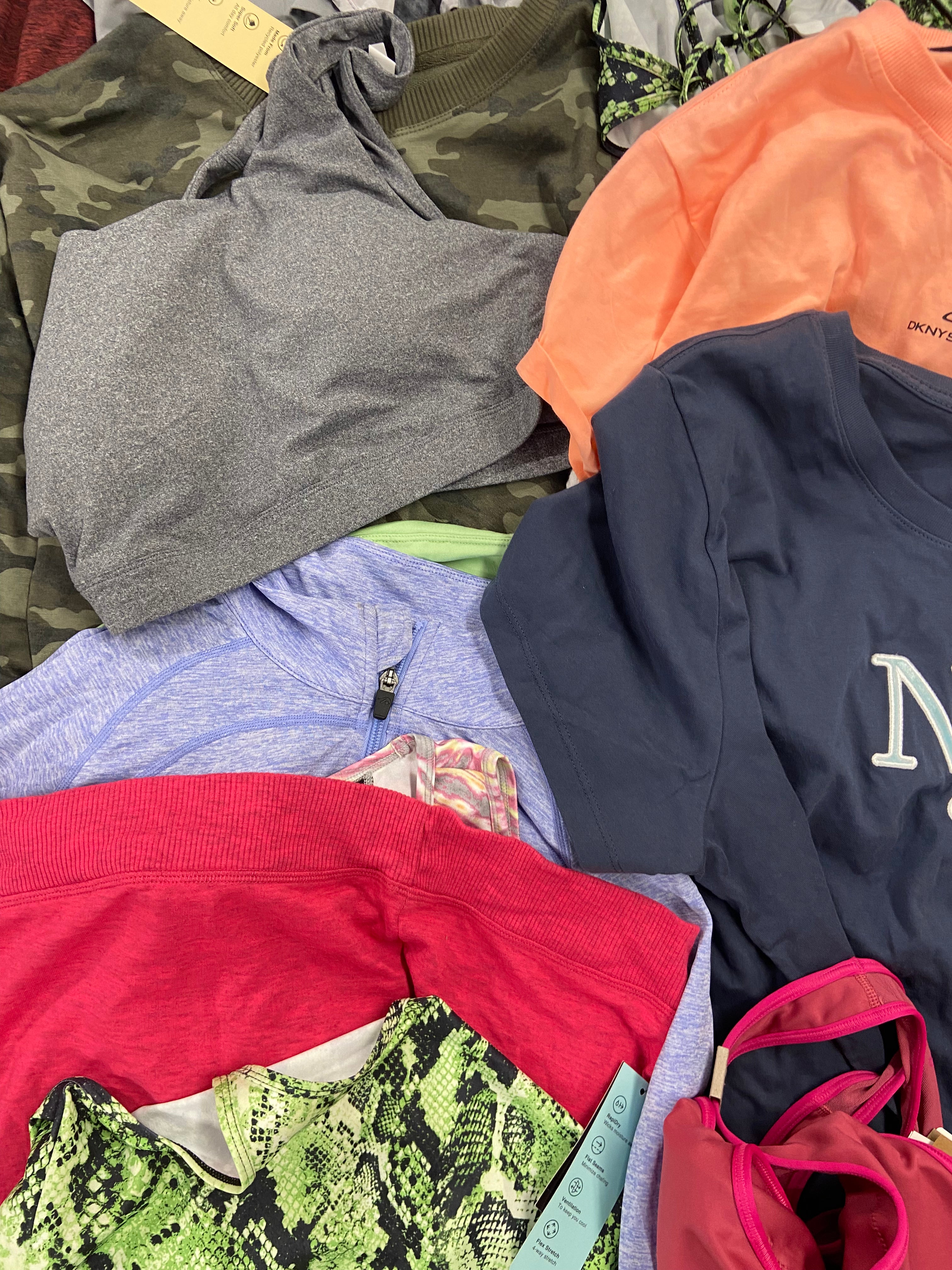 Women's Clothing Activewear & Others Wholesale Lot, ADIDAS, ALFANI, AMERICAN APPAREL, DKNY, CALVIN KLEIN  and more, 32 items, Shelf Pulls, MSRP $904