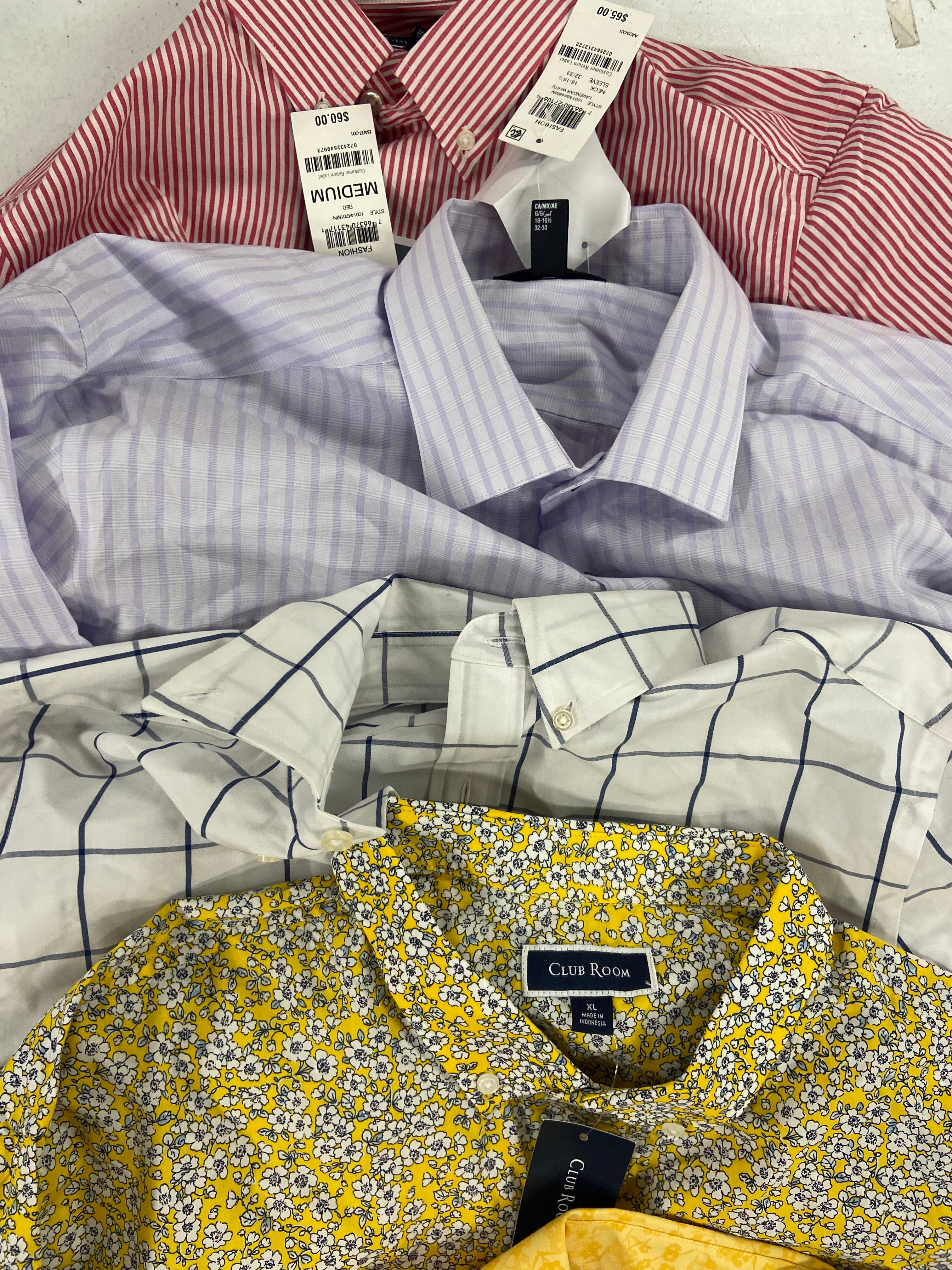Men's Clothing Dress Shirts Wholesale Lot, CLUB ROOM, BAR III, ALFANI, 14 items, Shelf Pulls, MSRP $840