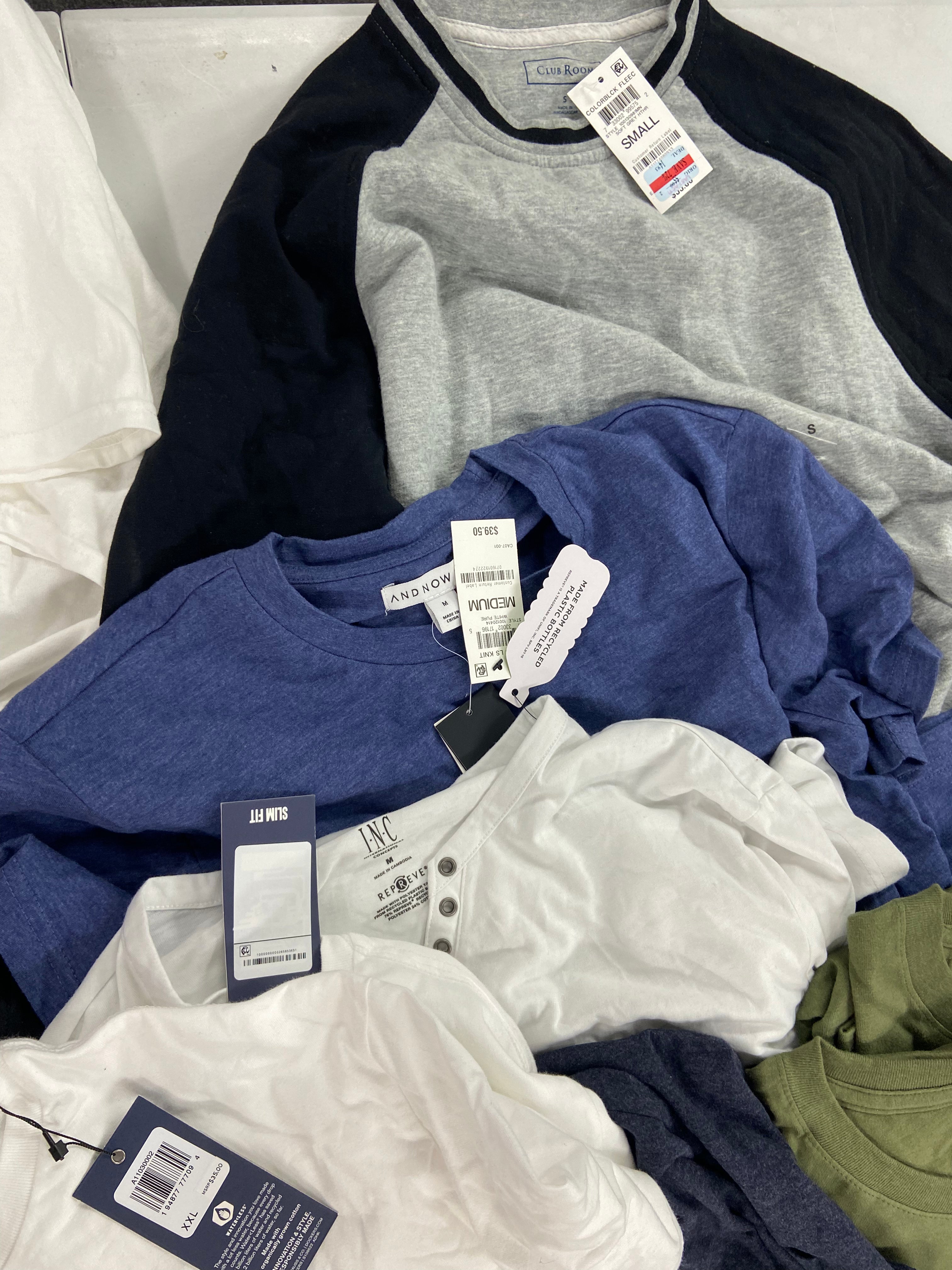 Men's Clothing T-Shirts Wholesale Lot, POLO RALPH LAUREN, ADIDAS, NAUTICA, DOCKERS, TASSO ELBA, CHAMPION and more, 23 items, Shelf Pulls, MSRP $897