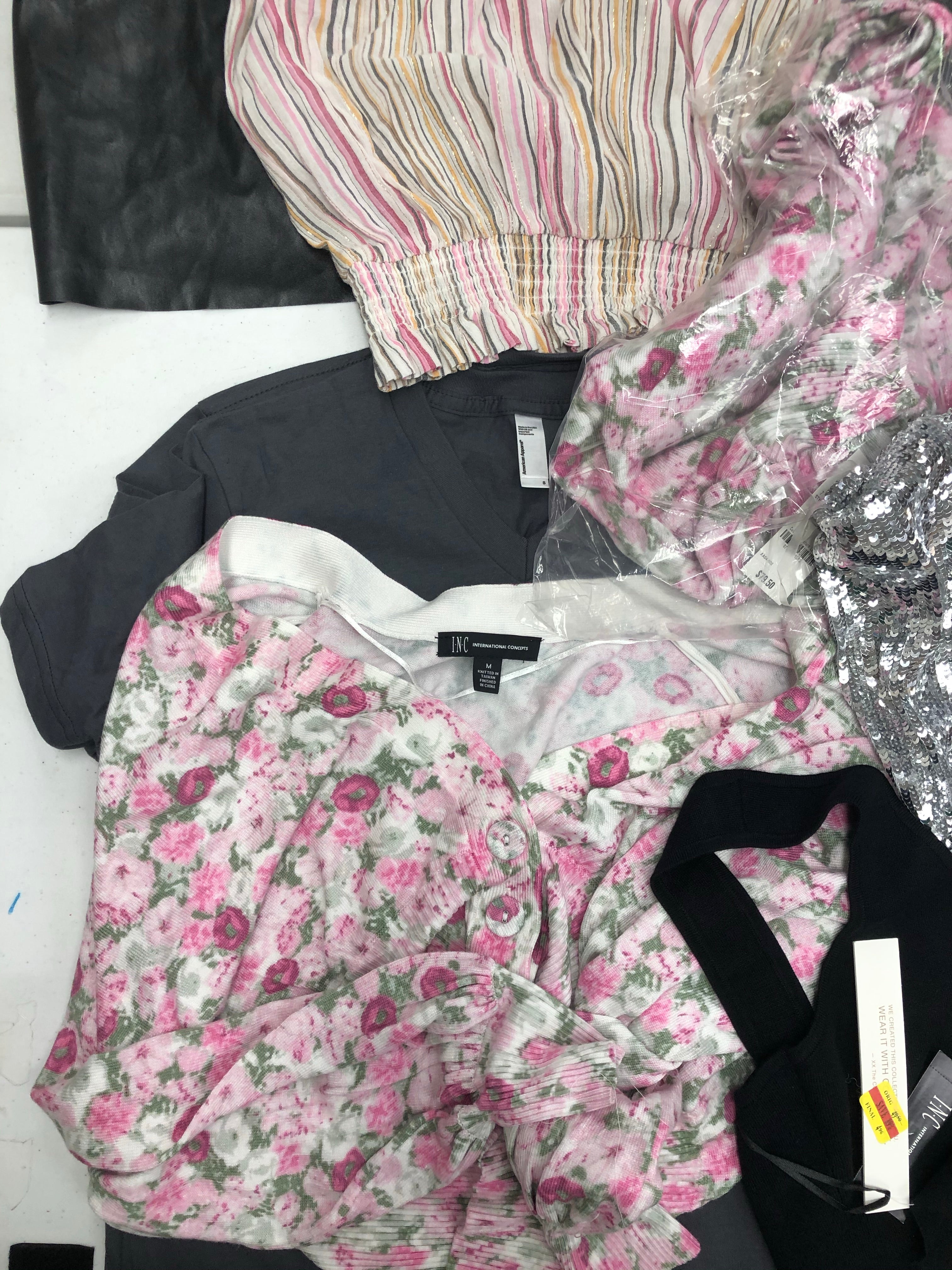 Women's Clothing Top Wholesale Lot, American Apparel, Alfani, Bar III and more, 12 Units, Shelf Pulls, MSRP $700