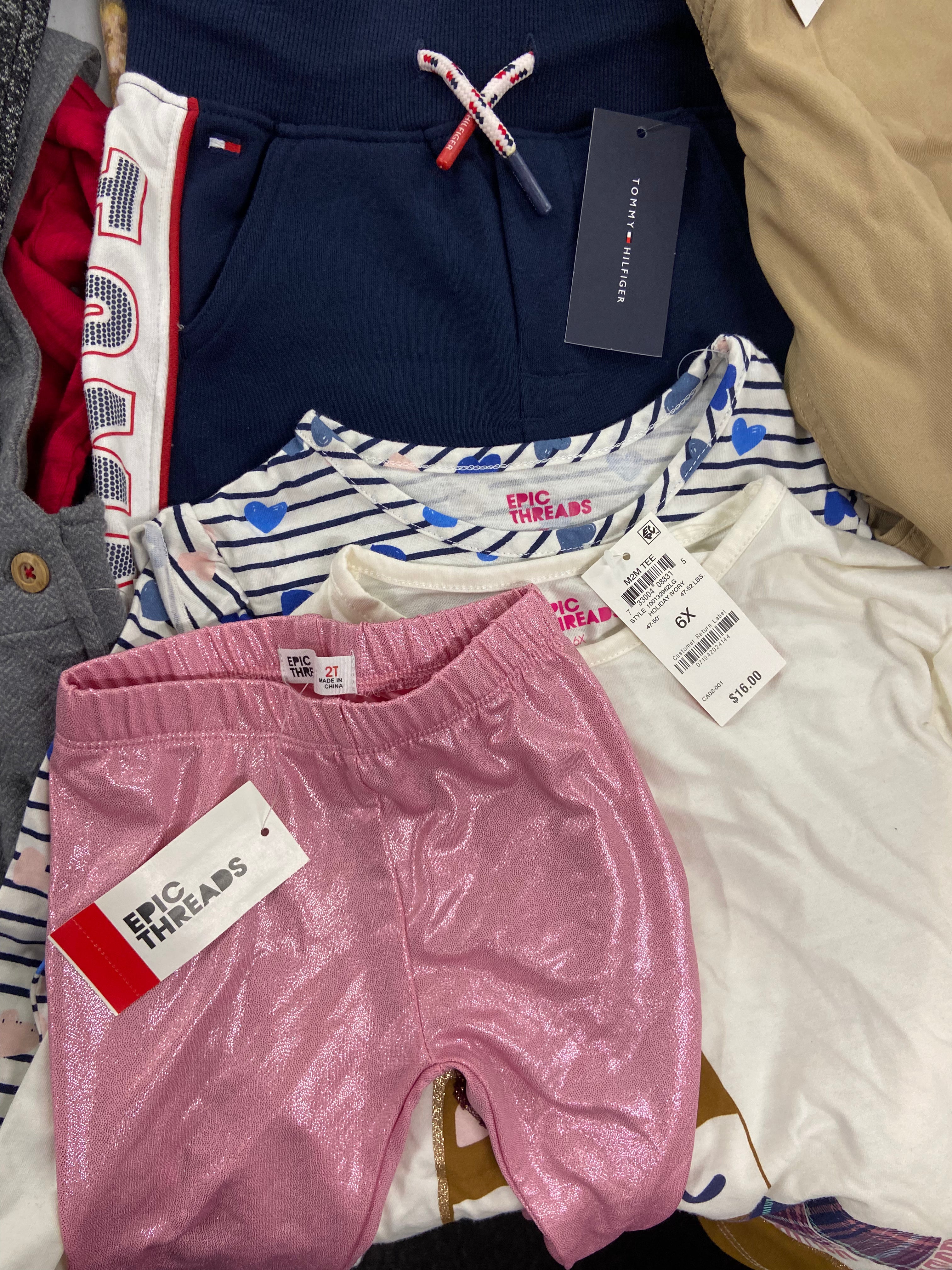 Baby's Clothing Assorted Wholesale Lot, TOMMY HILFIGER, CHAMPION, BONNIE JEAN, FIRST IMPRESSIONS , CARTER'S and more, 18 items, Shelf Pulls, MSRP $602