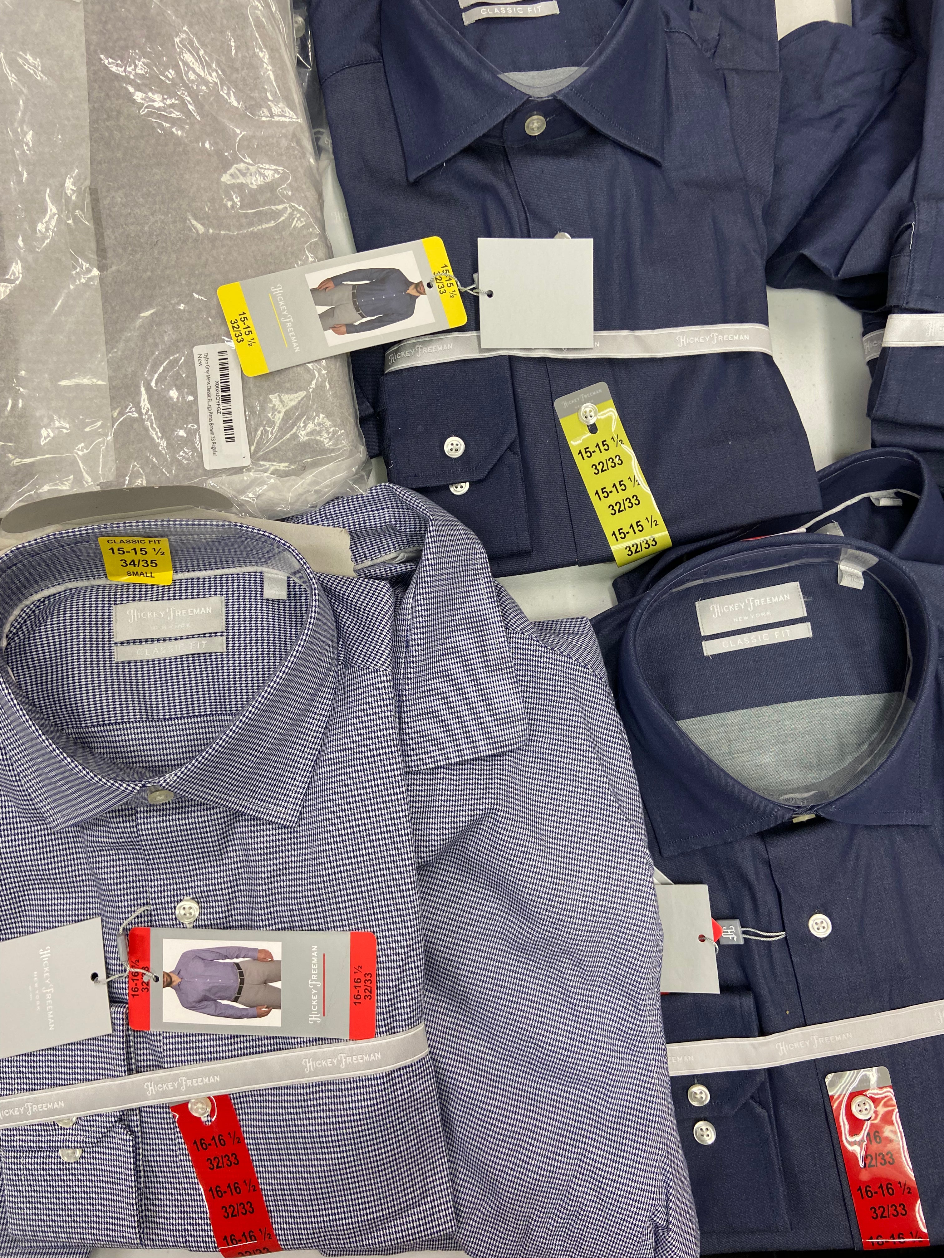 Men's Clothing Dress Shirts & Pants Wholesale Lot, DYLAN GRAY, HICKEY FREEMAN, 13 items, Shelf Pulls, MSRP $1,176