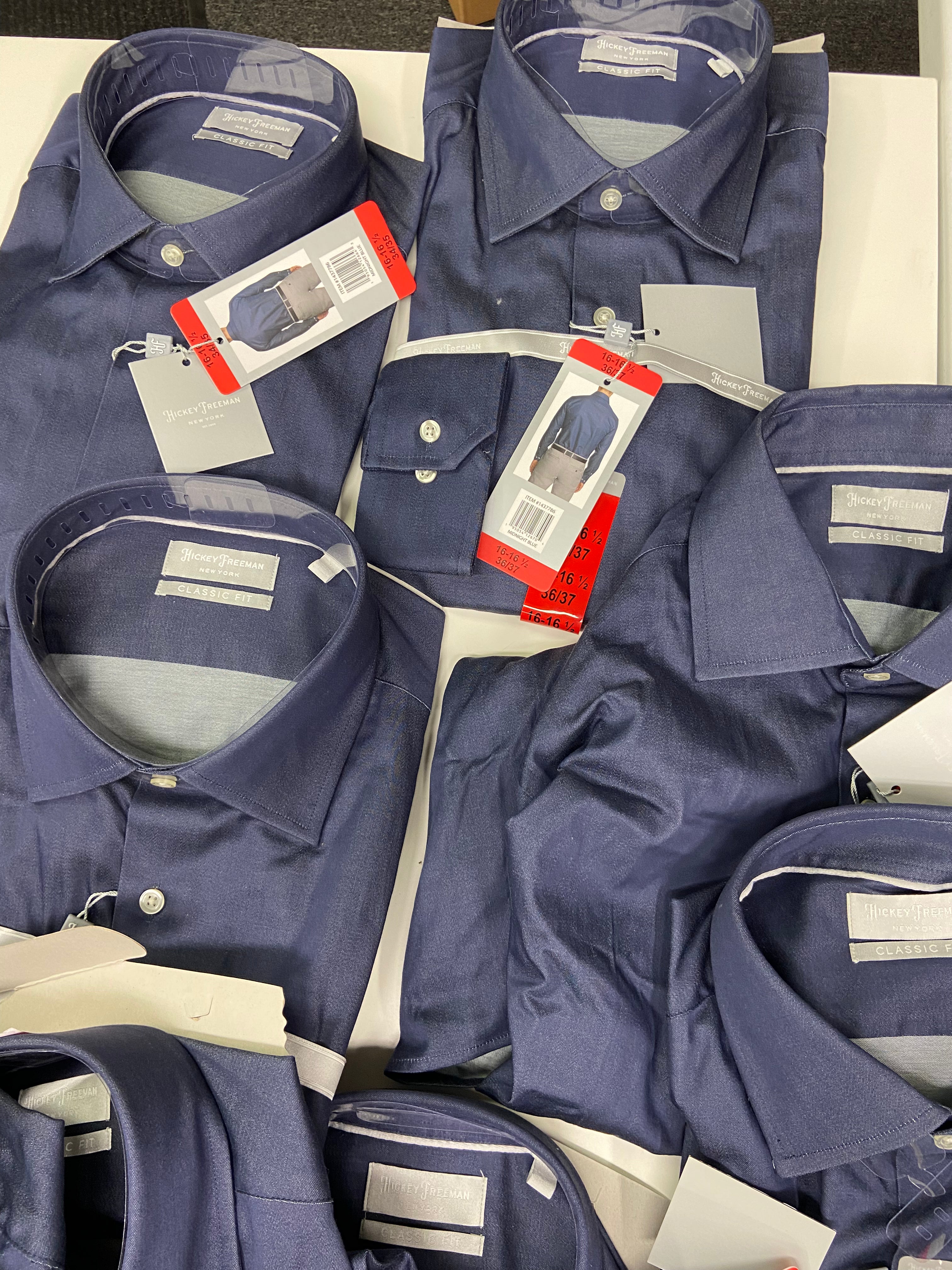 Men's Clothing Dress Shirts Only Wholesale Lot, HICKEY FREEMAN, 15 items, Shelf Pulls, MSRP $900