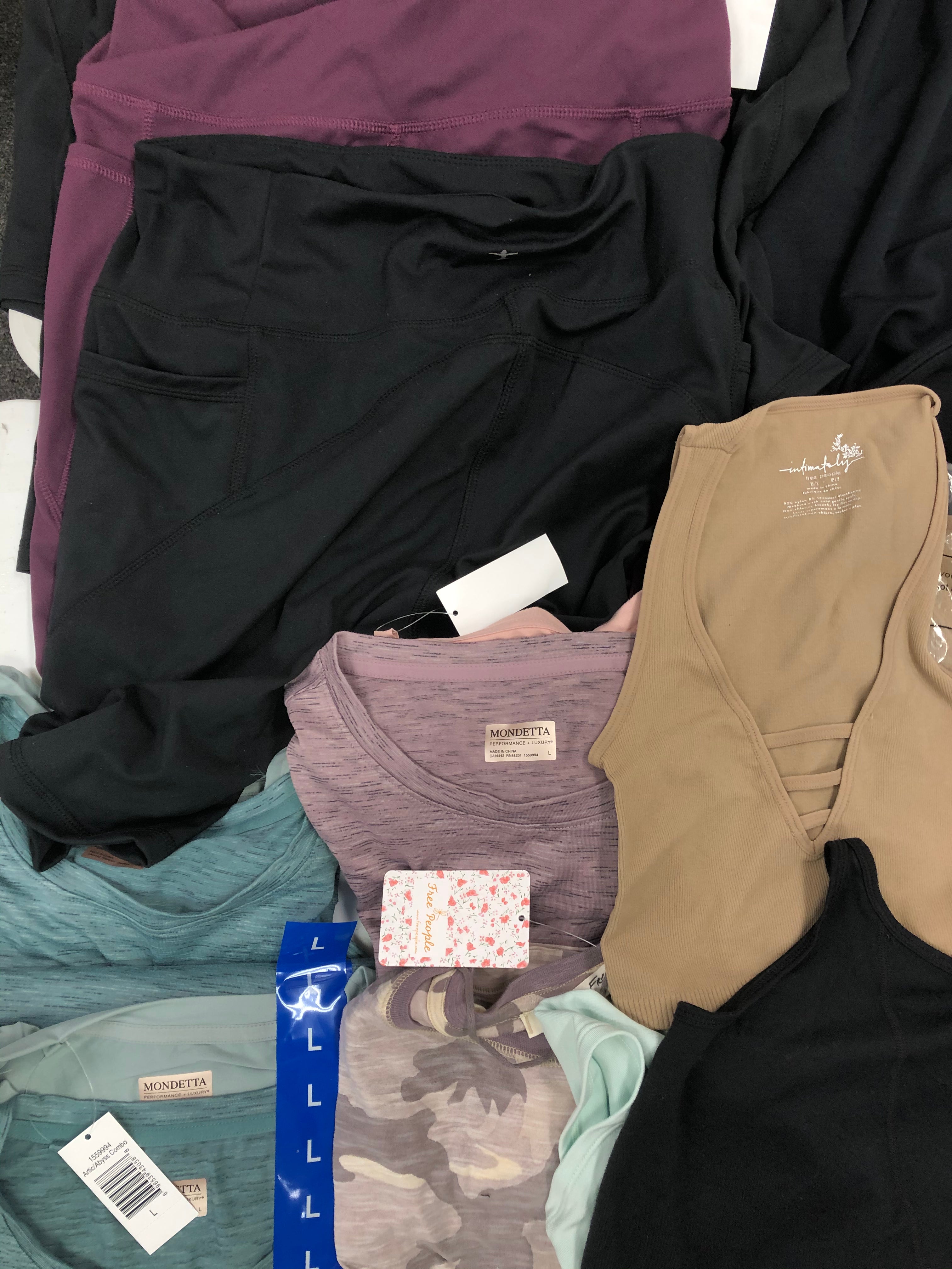 Women's Clothing Activewear and others, Wholesale Lot, CALVIN KLEIN, FILA, FREE PEOPLE, SKECHERS, LAZY PANTS, MONDETTA and more, 19 items, Shelf Pulls, MSRP $622