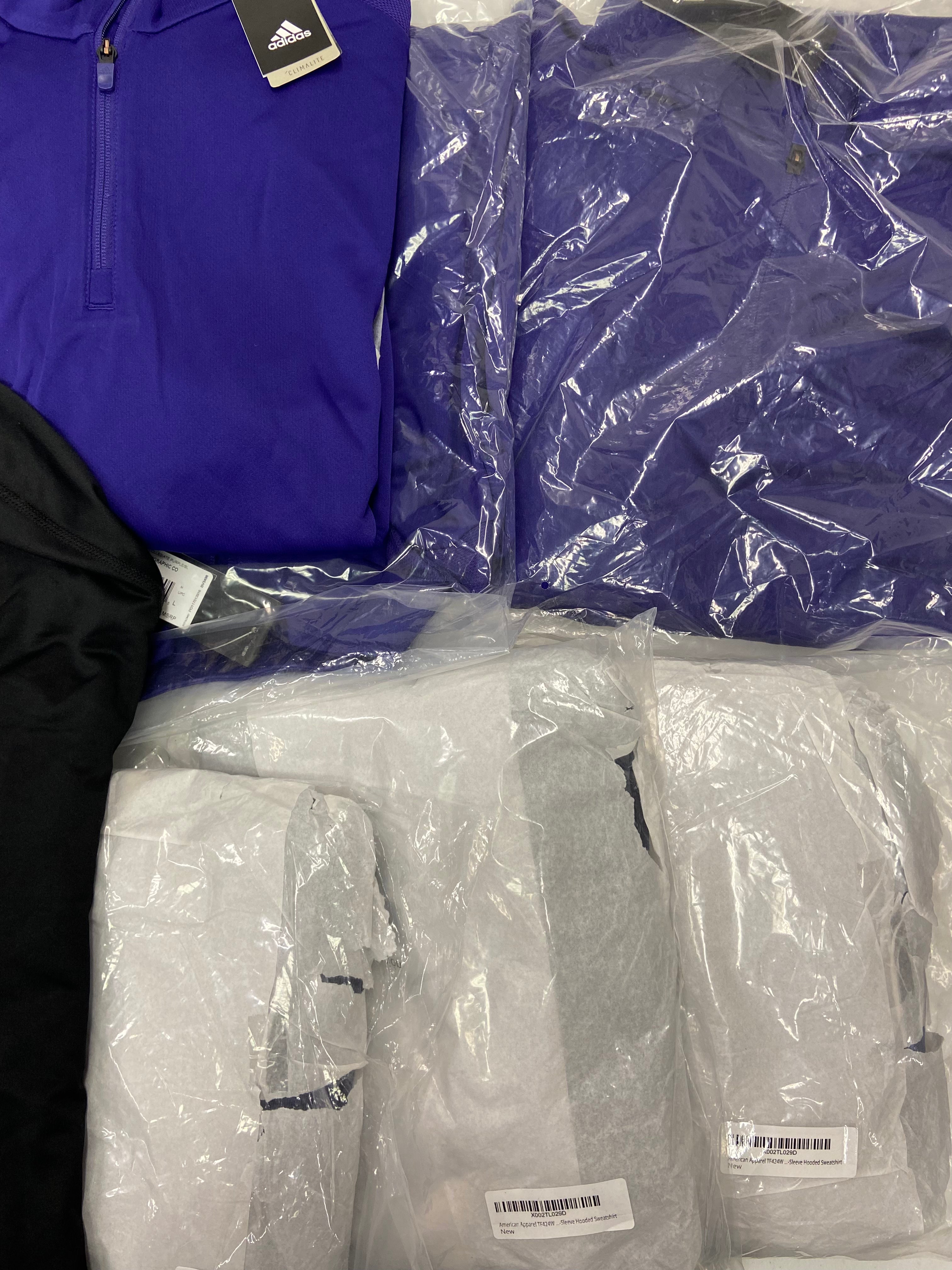 Men's Clothing Activewear Tops Wholesale Lot, ADIDAS, SPYDER, AMERICAN APPAREL 7 items, Shelf Pulls, MSRP $413