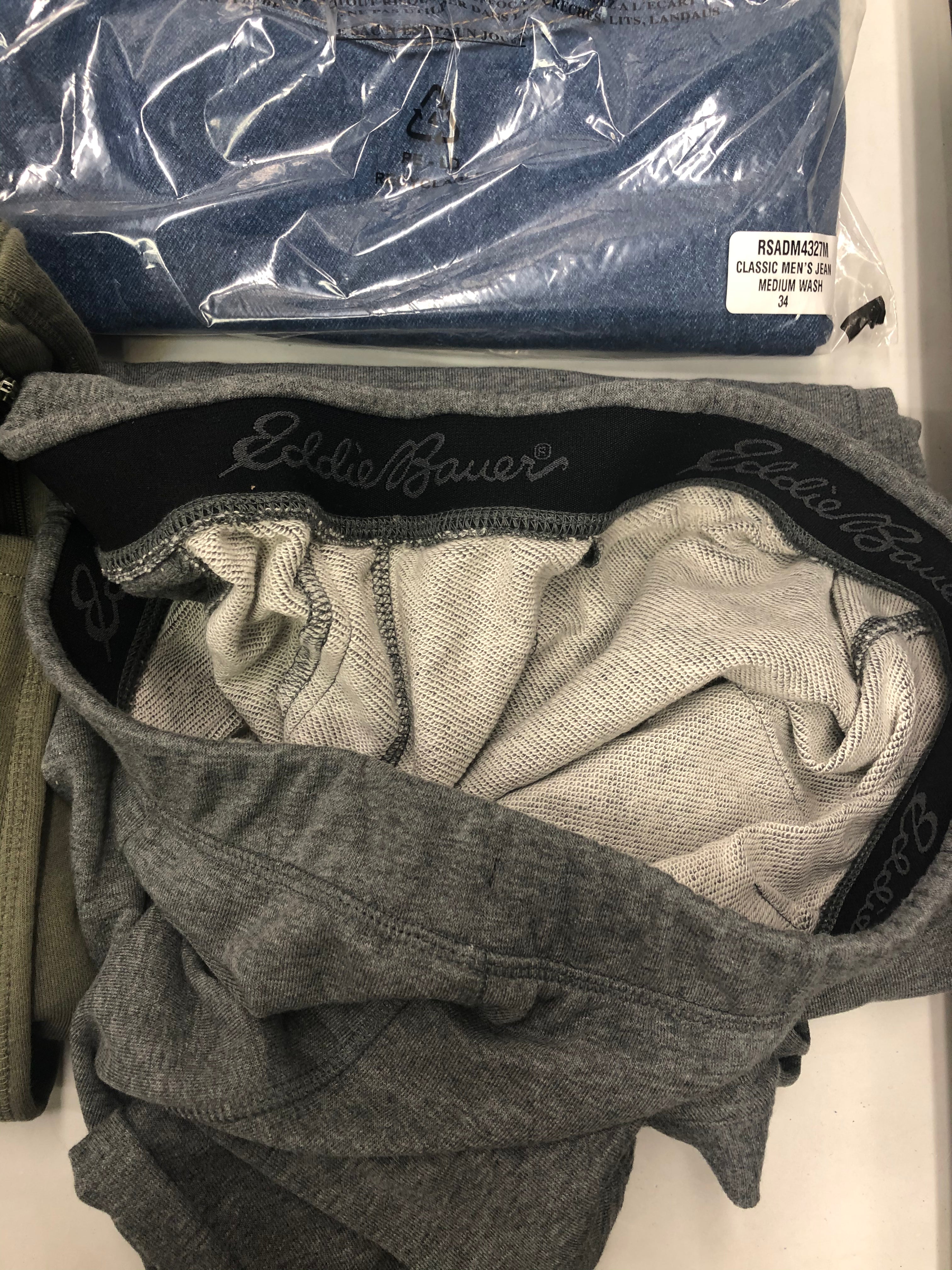 Men's Clothing Pants and Others, Wholesale Lot, EDDIE BAUER, STEVE MADDEN, CHAPS, WEATHER PROOF, 32 DEGREES and more, 14 items, Shelf Pulls, MSRP $1,091