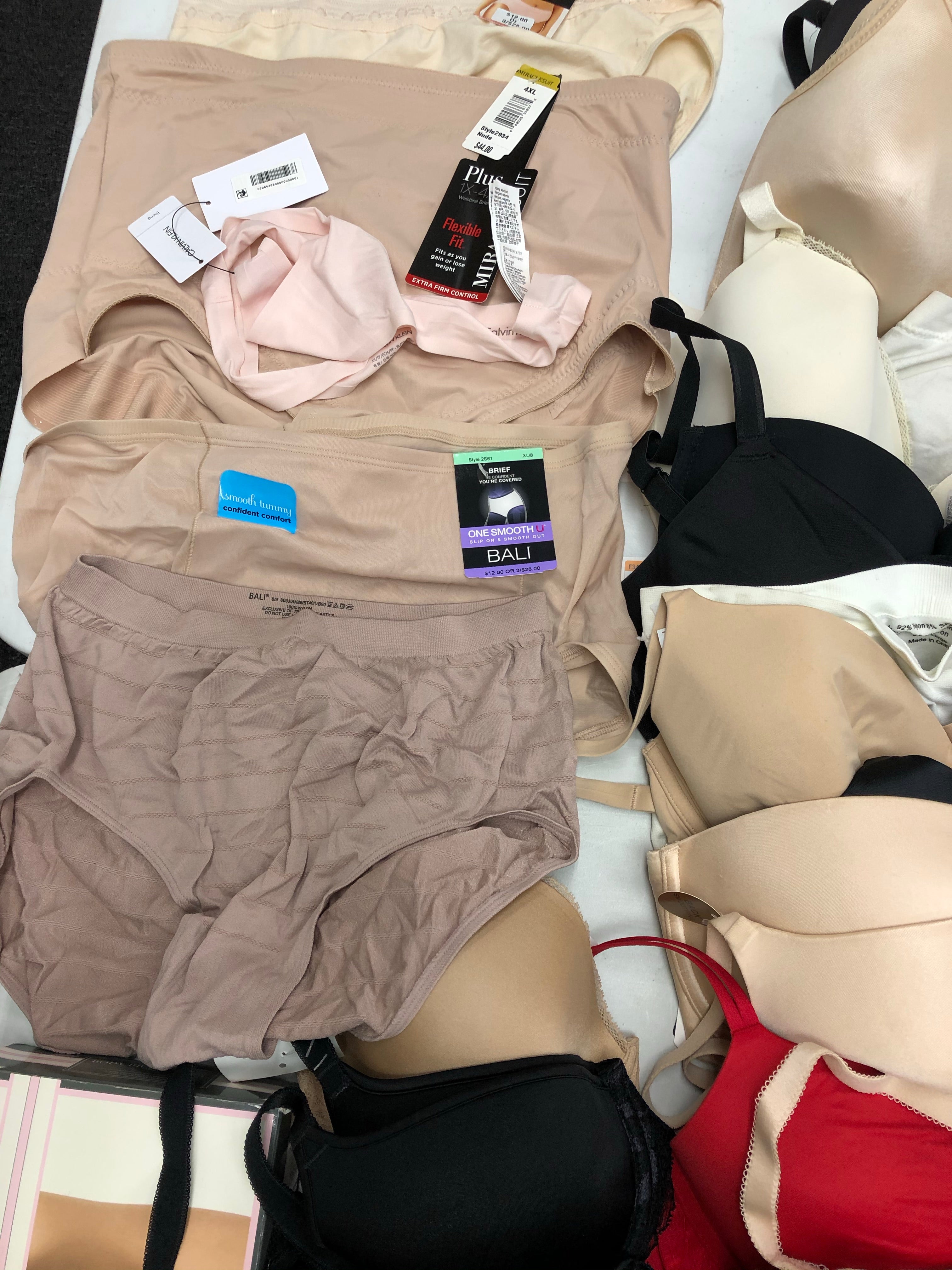 Women's Clothing INTIMATES Wholesale Lot, CALVIN KLEIN, DKNY, WACOAL, BALI, HANES and more, 79 items, Customer Returns, MSRP $2,504