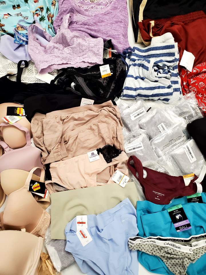 Women's Clothing Intimates Wholesale Lot, BALI, CALVIN KLIEN, FREE PEOPLE, WACOAL, INC and more, 46 items, Shelf Pulls, MSRP $1,221