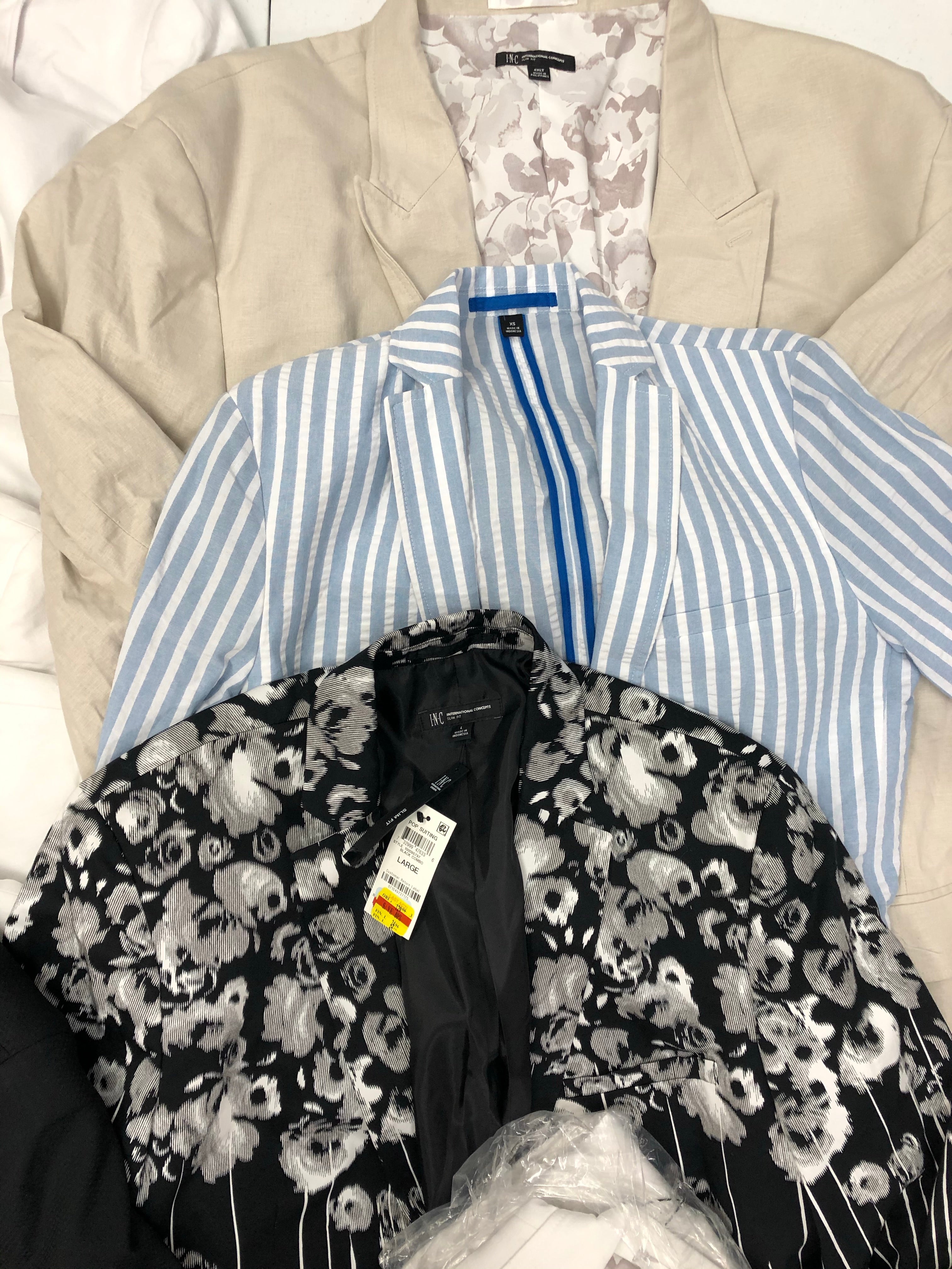 Men's Clothing SUITS/BLAZERS Wholesale Lot, INC, ALFANI, 10 Items, Shelf Pulls, MSRP $1,415